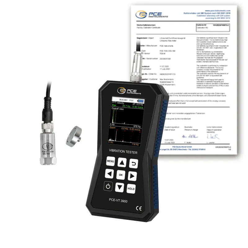 MEDIDOR DE VIBRACIóN PCEVT 3900, CON MODO FFT Y REGISTRADOR DE DATOS + CERTIFICADO ISO