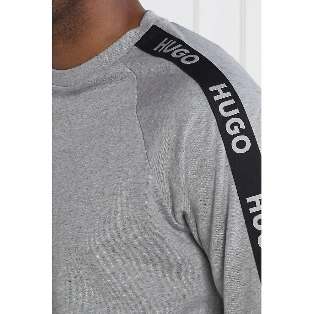 MEN'S HUGO BOSS 50504273 SPORTY TAPE LOGO CREW SWEAT TOP  MID GREY MARL