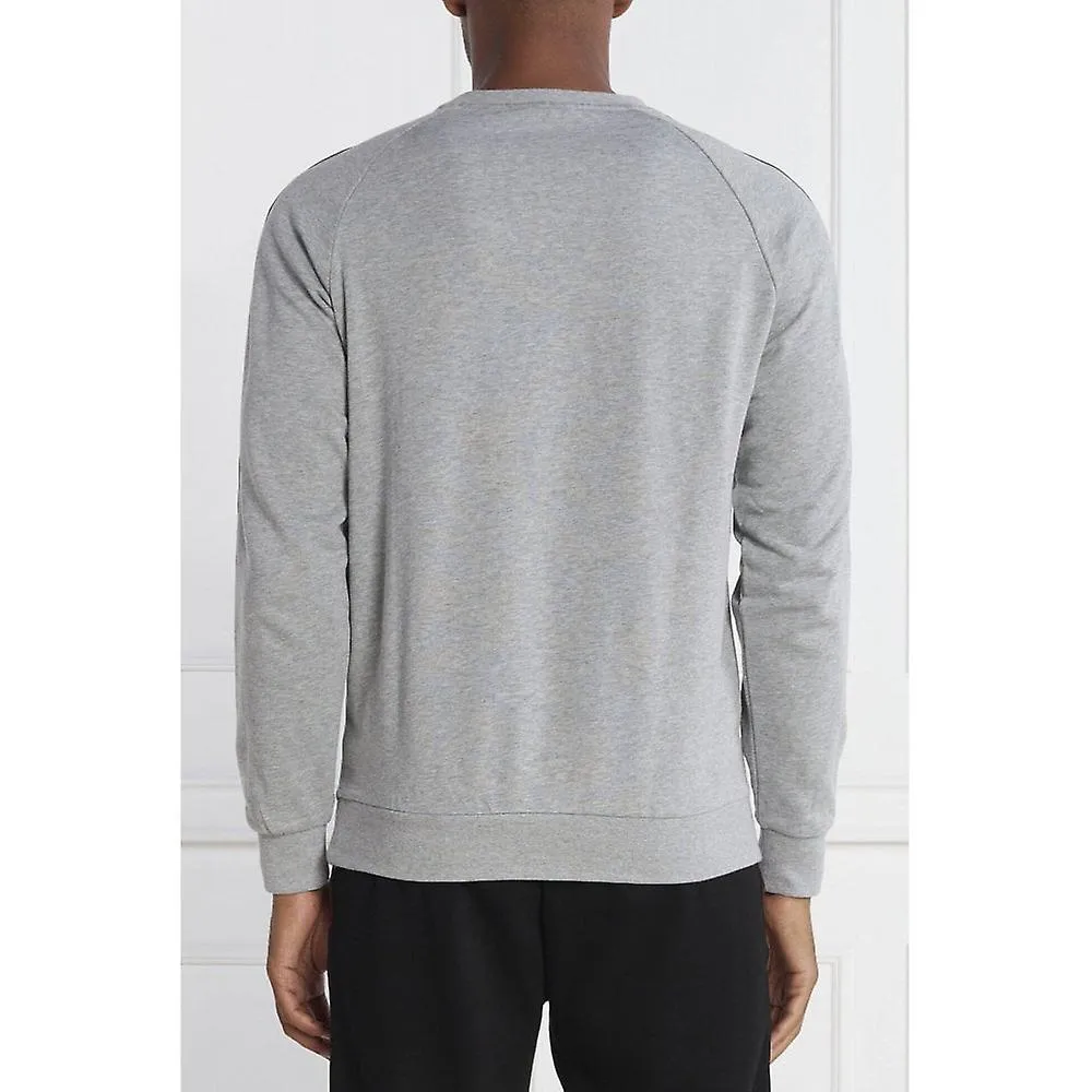MEN'S HUGO BOSS 50504273 SPORTY TAPE LOGO CREW SWEAT TOP  MID GREY MARL