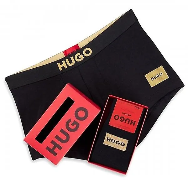 MEN'S HUGO BOSS METALLICLOGO SOCKS & TRUNKS BLACK GIFT SET 50501446