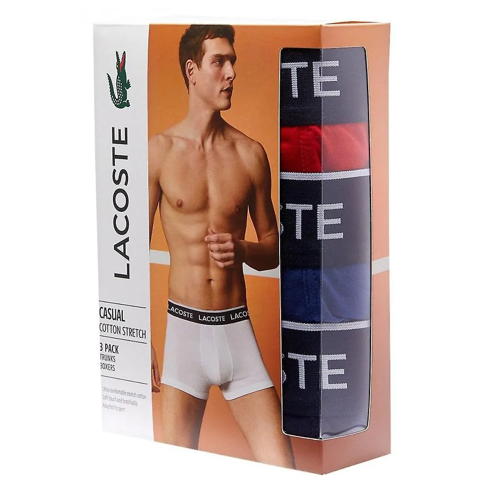 Men's Lacoste Menswear Lacoste Men's 3 Pack Boxers With Branded Waistband