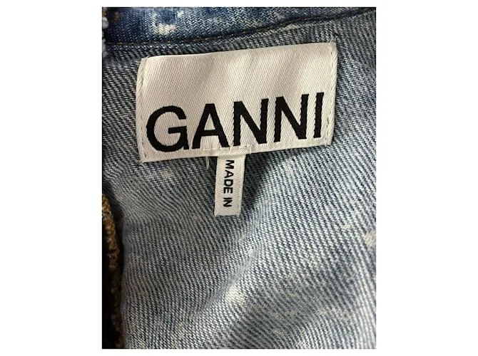 Minivestido desteñido Ganni en algodón vaquero azul 