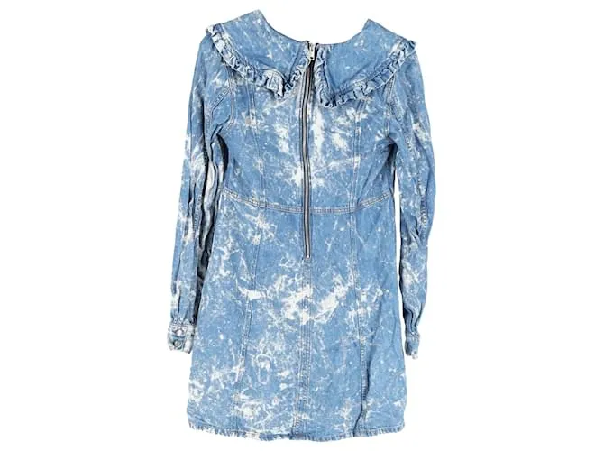 Minivestido desteñido Ganni en algodón vaquero azul 