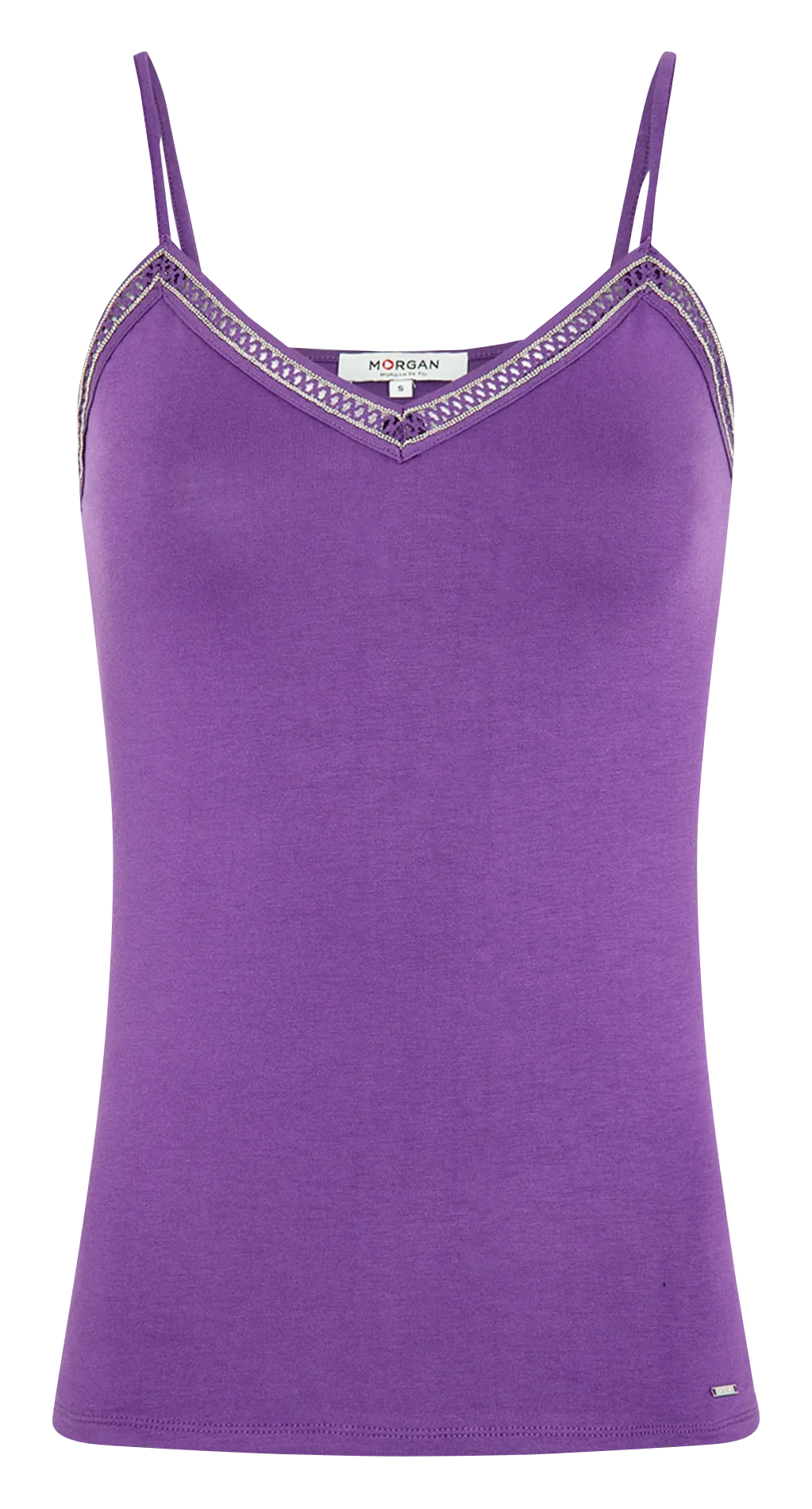 MORGAN BIKS  CAMISETA DE TIRANTES FINOS CON CUELLO DE PICO EN VIOLETA