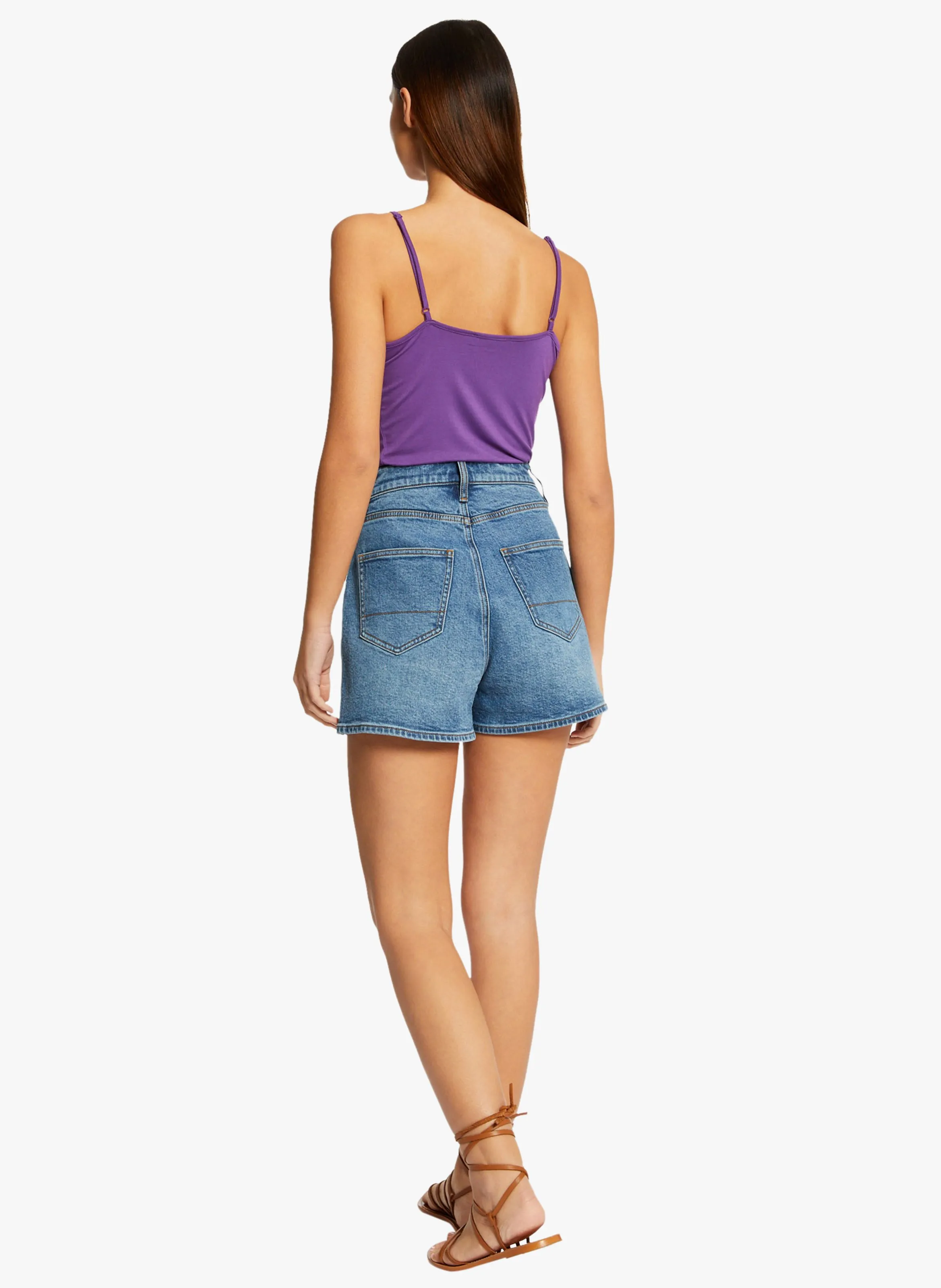 MORGAN BIKS  CAMISETA DE TIRANTES FINOS CON CUELLO DE PICO EN VIOLETA