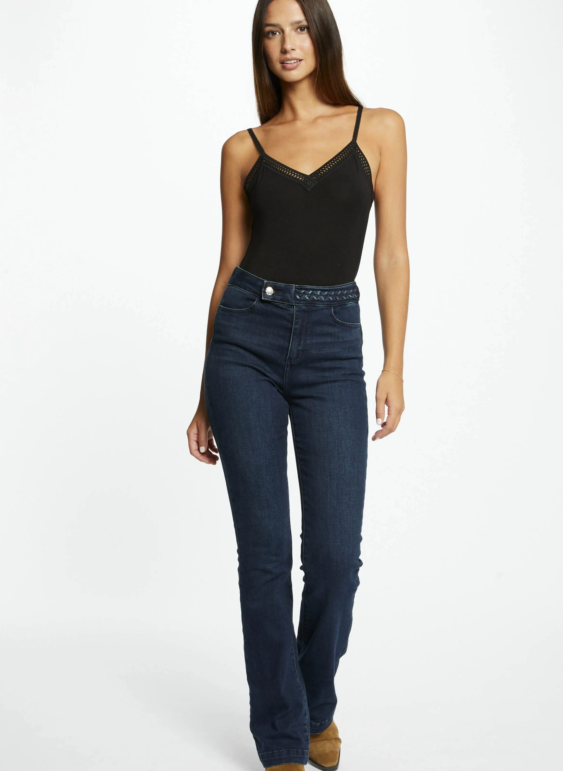 MORGAN Camiseta de tirantes con cuello de pico en negro
