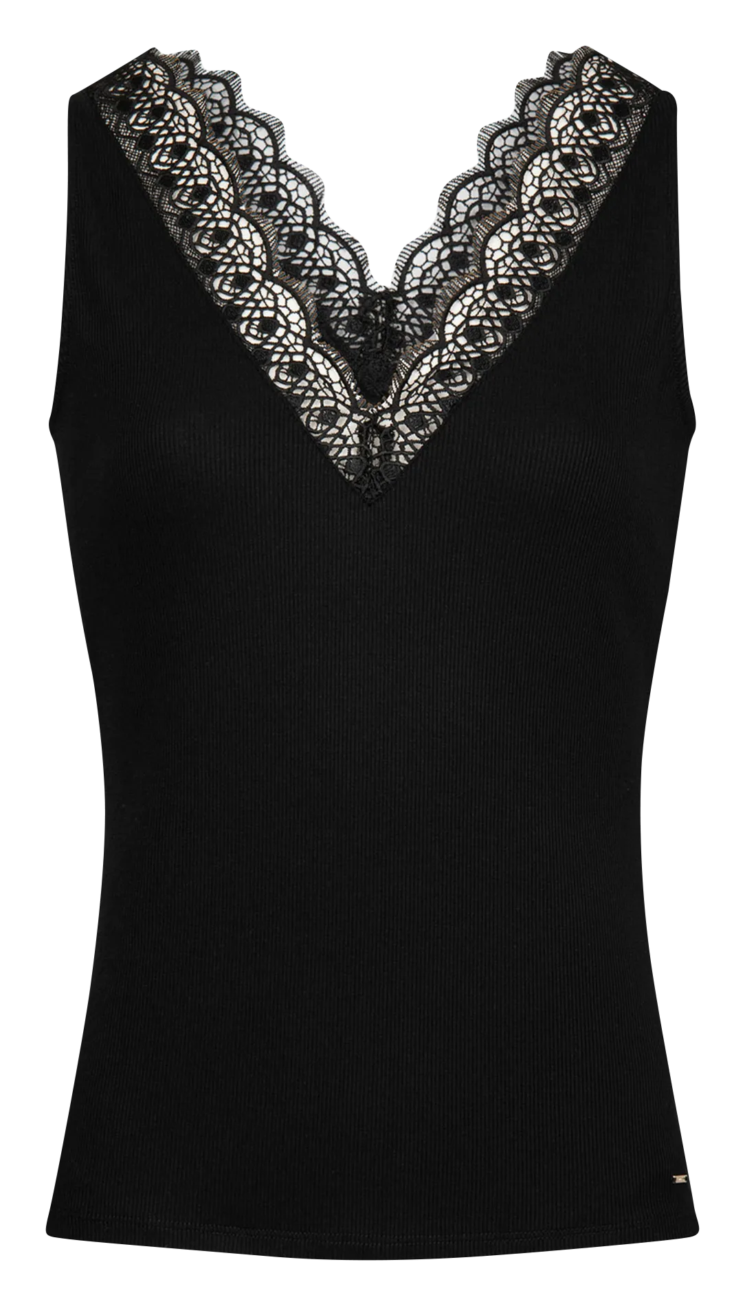 MORGAN DADILA  TOP DE ENCAJE EN NEGRO