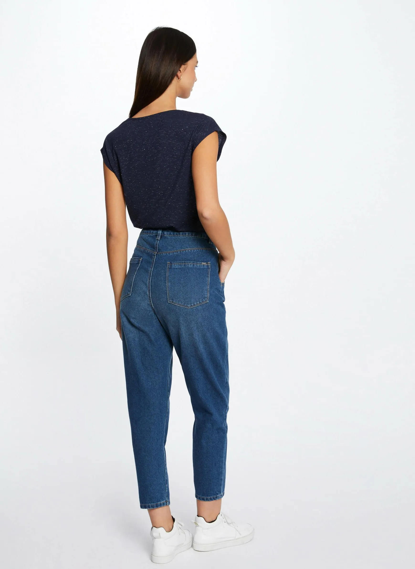 MORGAN DAYA  CAMISETA CON CUELLO DE PICO EN AZUL