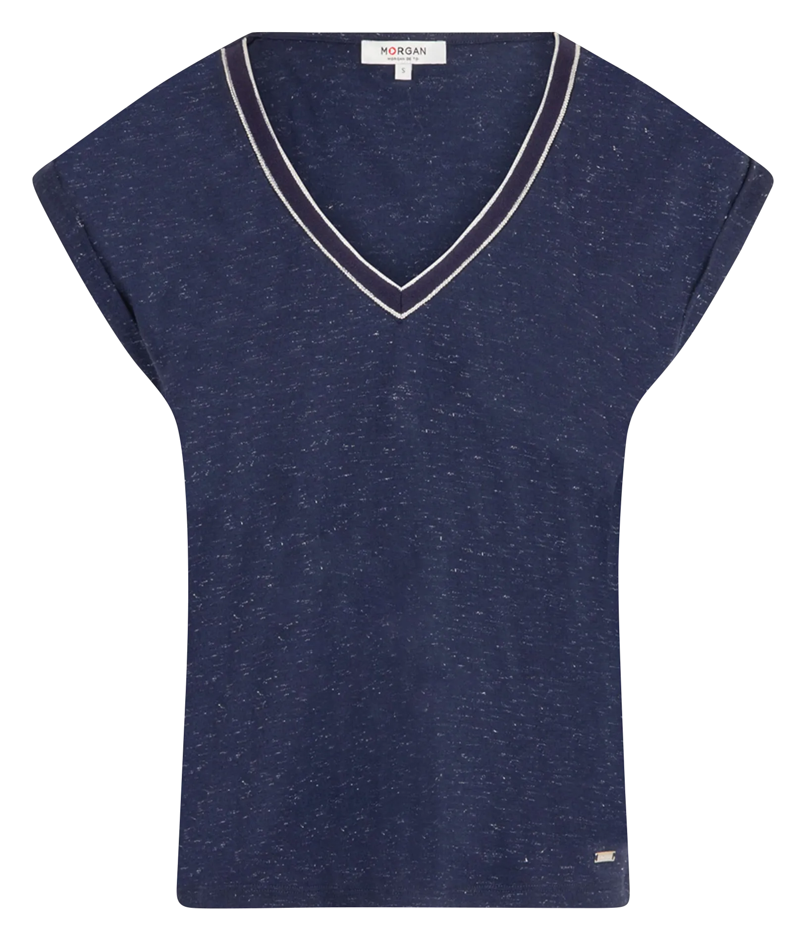MORGAN DAYA  CAMISETA RECTA DE MANGA CORTA EN AZUL