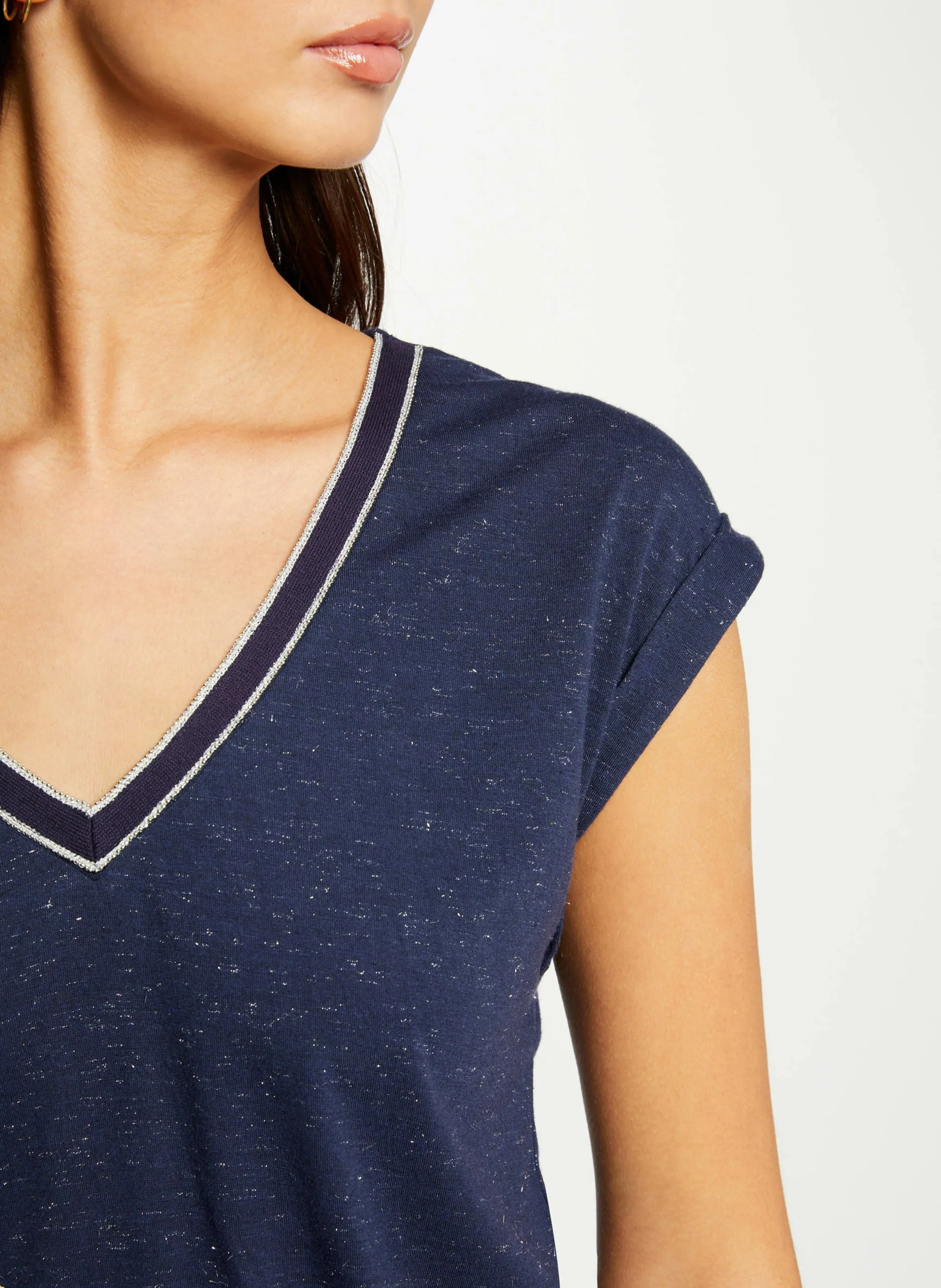 MORGAN DAYA  CAMISETA RECTA DE MANGA CORTA EN AZUL