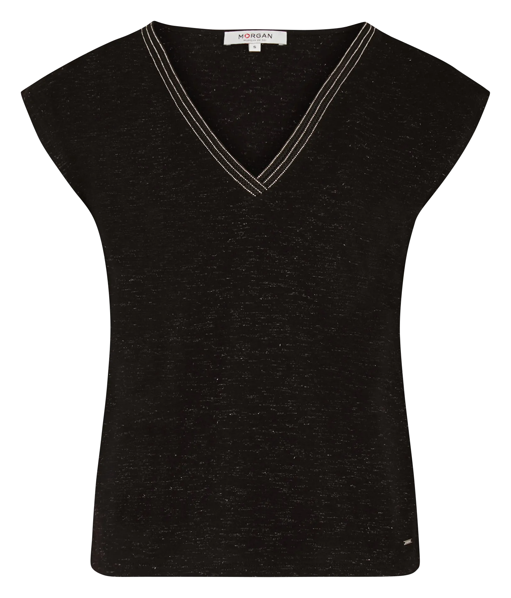 MORGAN DAYAN  CAMISETA CON CUELLO DE PICO FANTASíA EN NEGRO