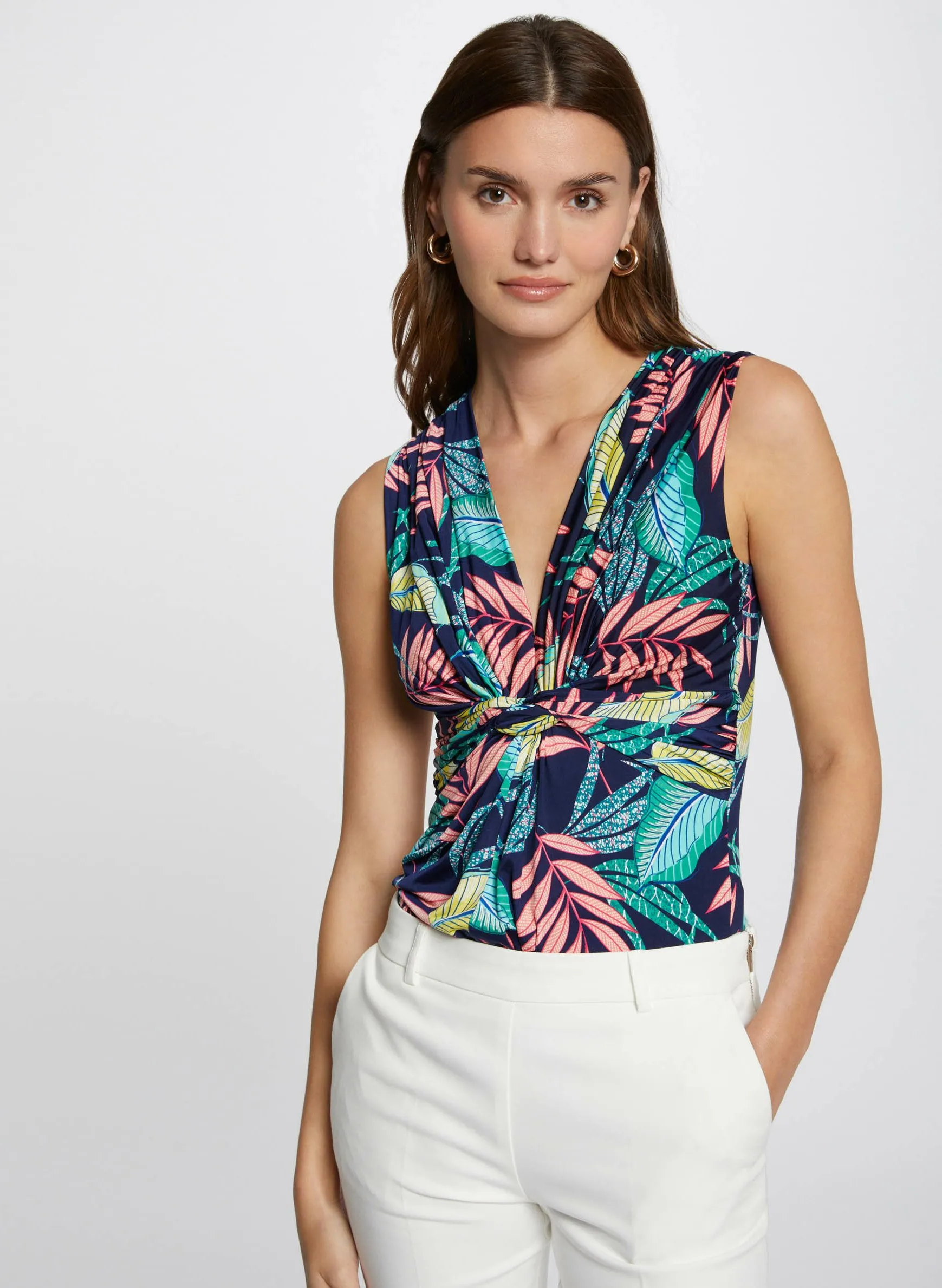 MORGAN DENISA  TOP ESTAMPADO SIN MANGAS EN MULTICOLOR