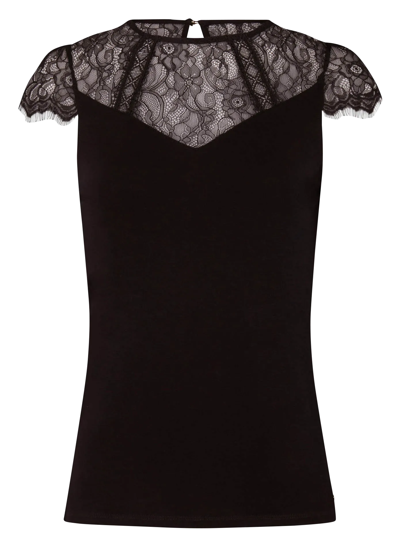 MORGAN DGIULIA  TOP DE ENCAJE CON CUELLO REDONDO EN NEGRO
