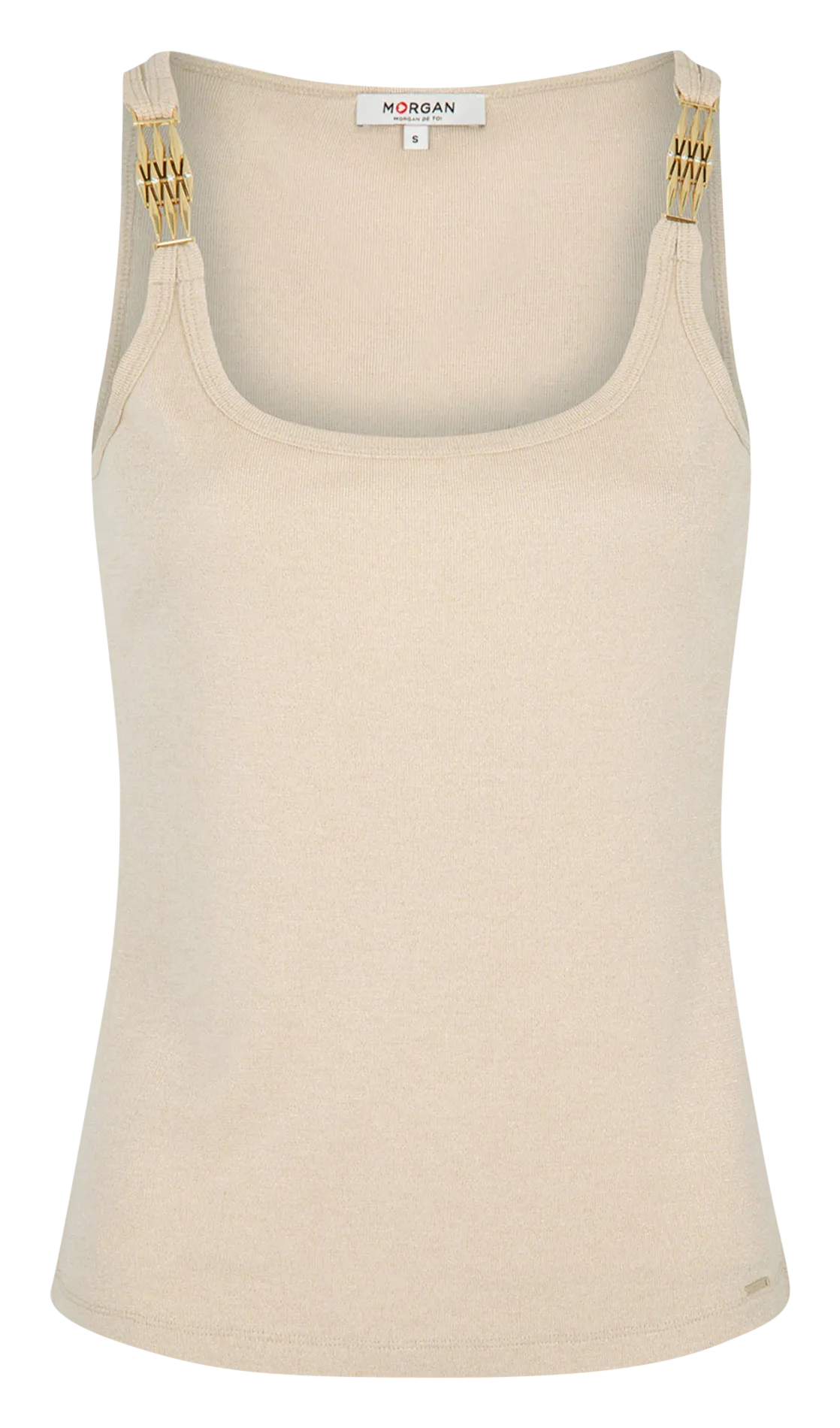 MORGAN DIDO1  CAMISETA CON TIRANTES FINOS DE METALIZADO EN BEIGE