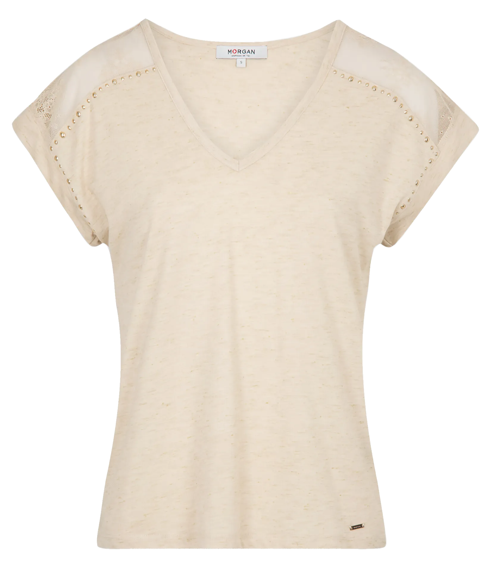 MORGAN DIMANI  CAMISETA DE MANGA CORTA EN BEIGE