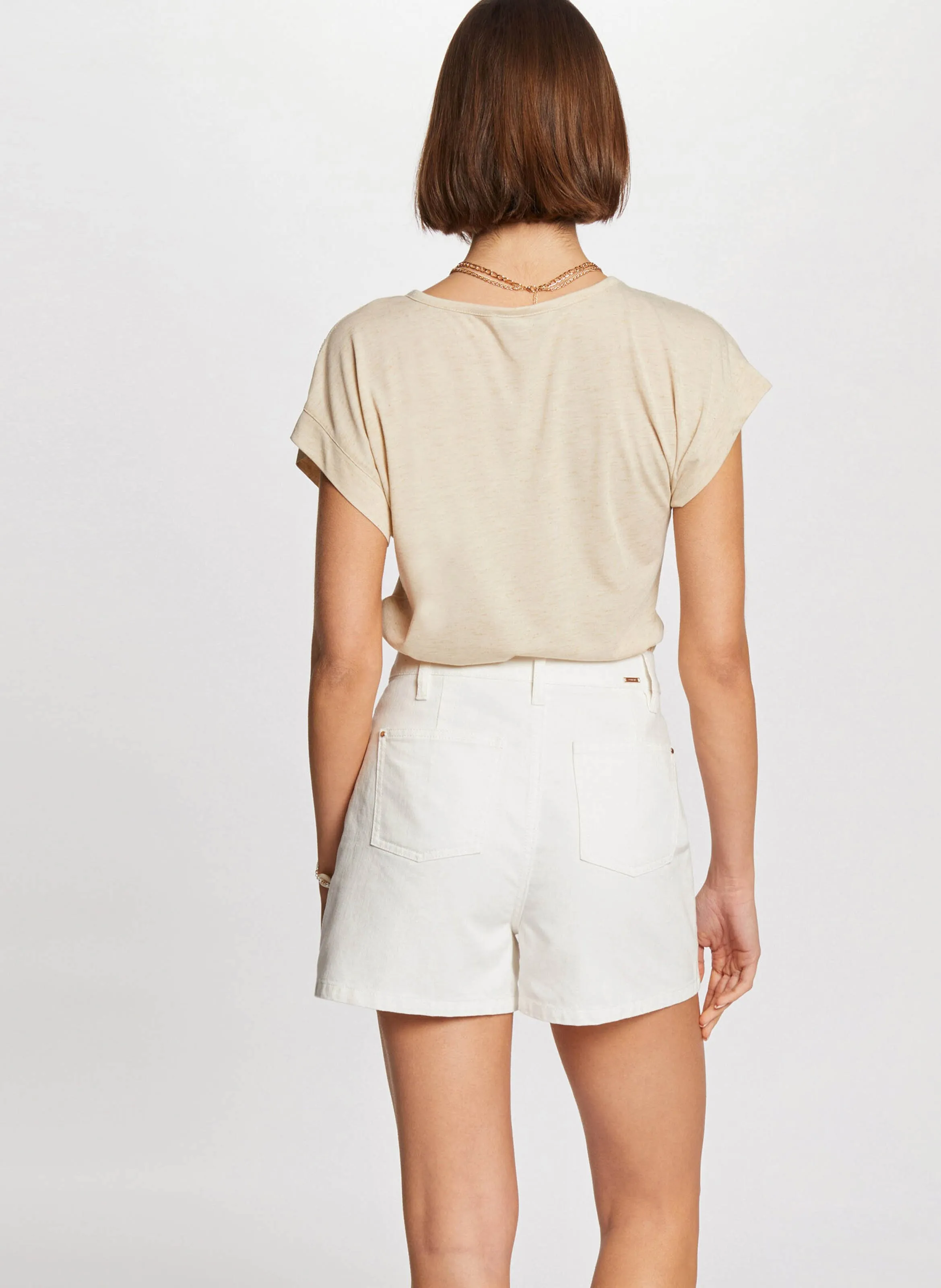 MORGAN DIMANI  CAMISETA DE MANGA CORTA EN BEIGE