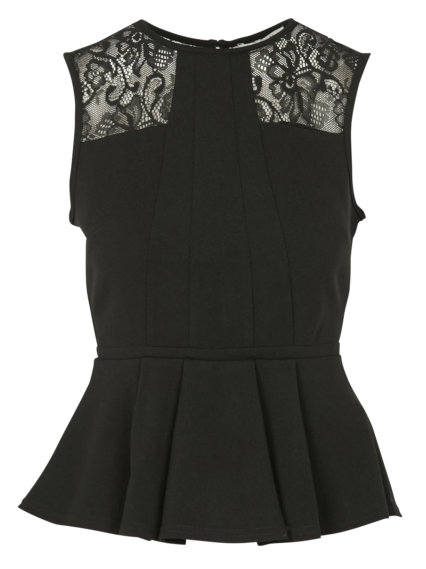 MORGAN DMUST.N  TOP DE ENCAJE SIN MANGAS CON CUELLO REDONDO EN NEGRO
