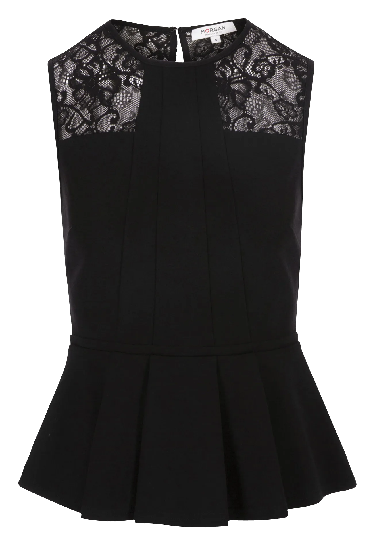 MORGAN DMUST.N  TOP DE ENCAJE SIN MANGAS CON CUELLO REDONDO EN NEGRO
