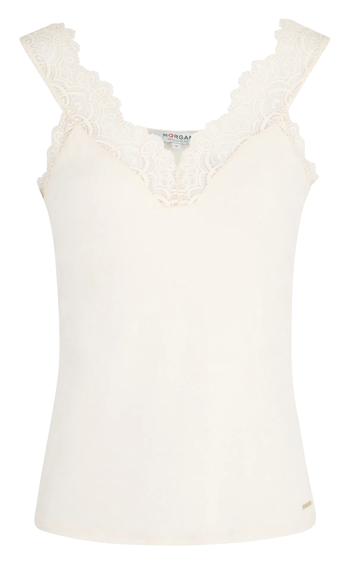MORGAN DNINO  CAMISETA DE TIRANTES DE ENCAJE EN BEIGE