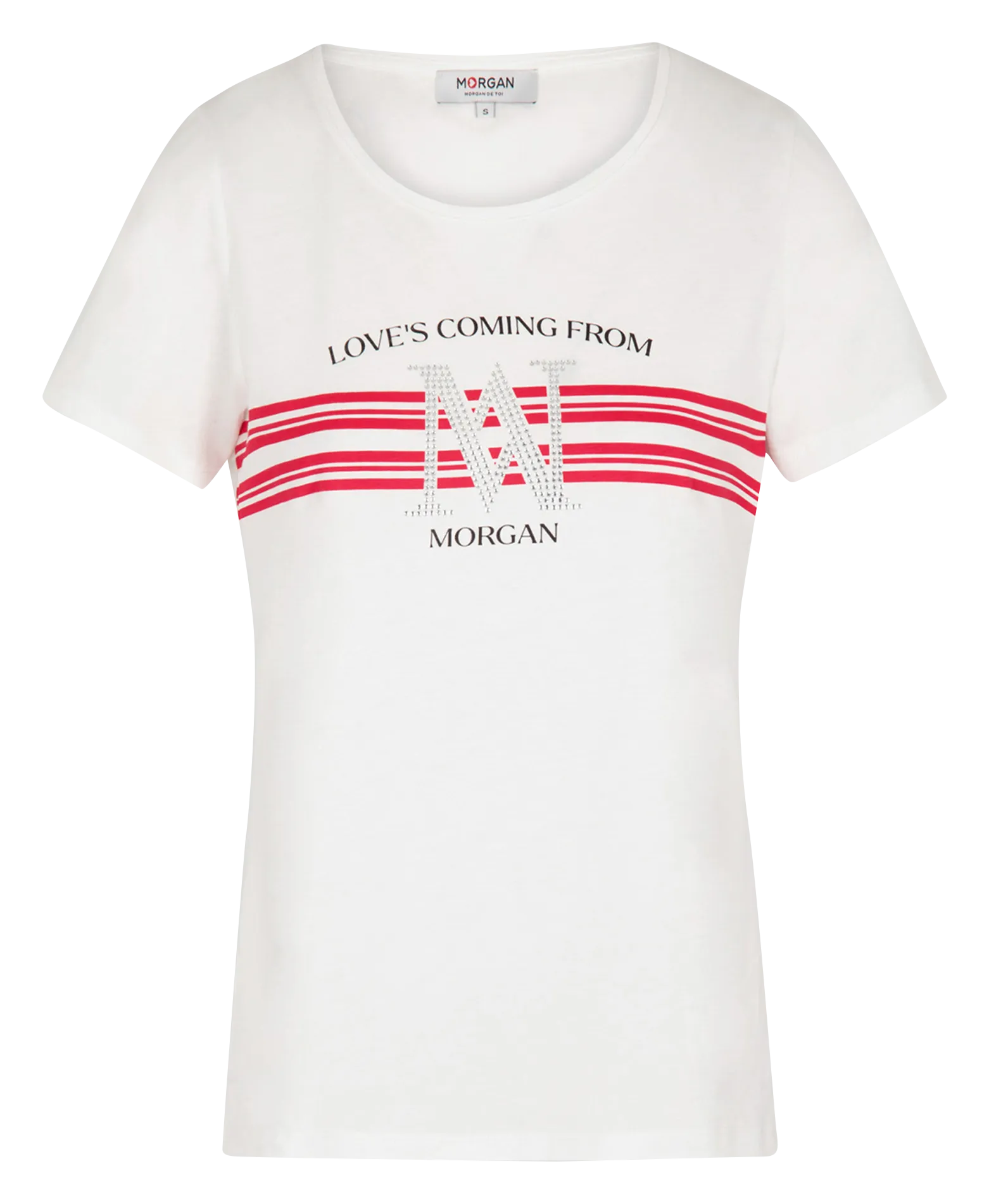 MORGAN DONNA  CAMISETA DE MEZCLA DE ALGODóN DE MANGA CORTA CON STRASS EN VIOLETA