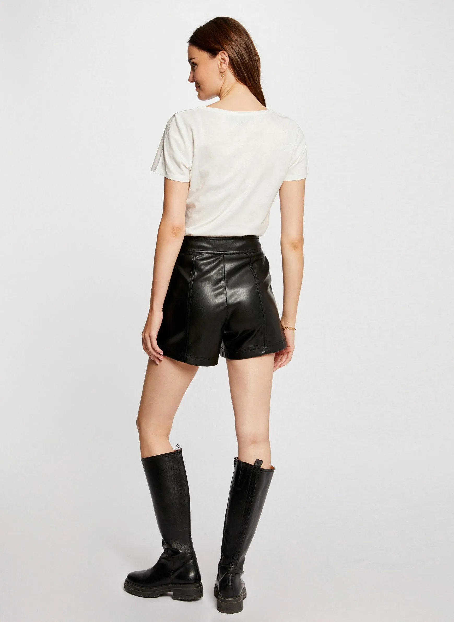 MORGAN DONNA  CAMISETA DE MEZCLA DE ALGODóN DE MANGA CORTA CON STRASS EN VIOLETA