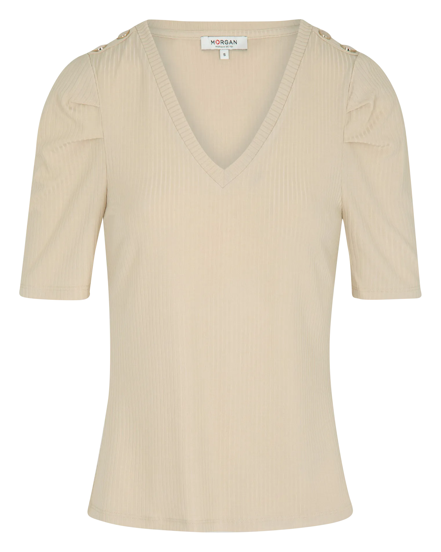 MORGAN DOSTU  CAMISETA DE MANGA CORTA DE CANALé EN BEIGE