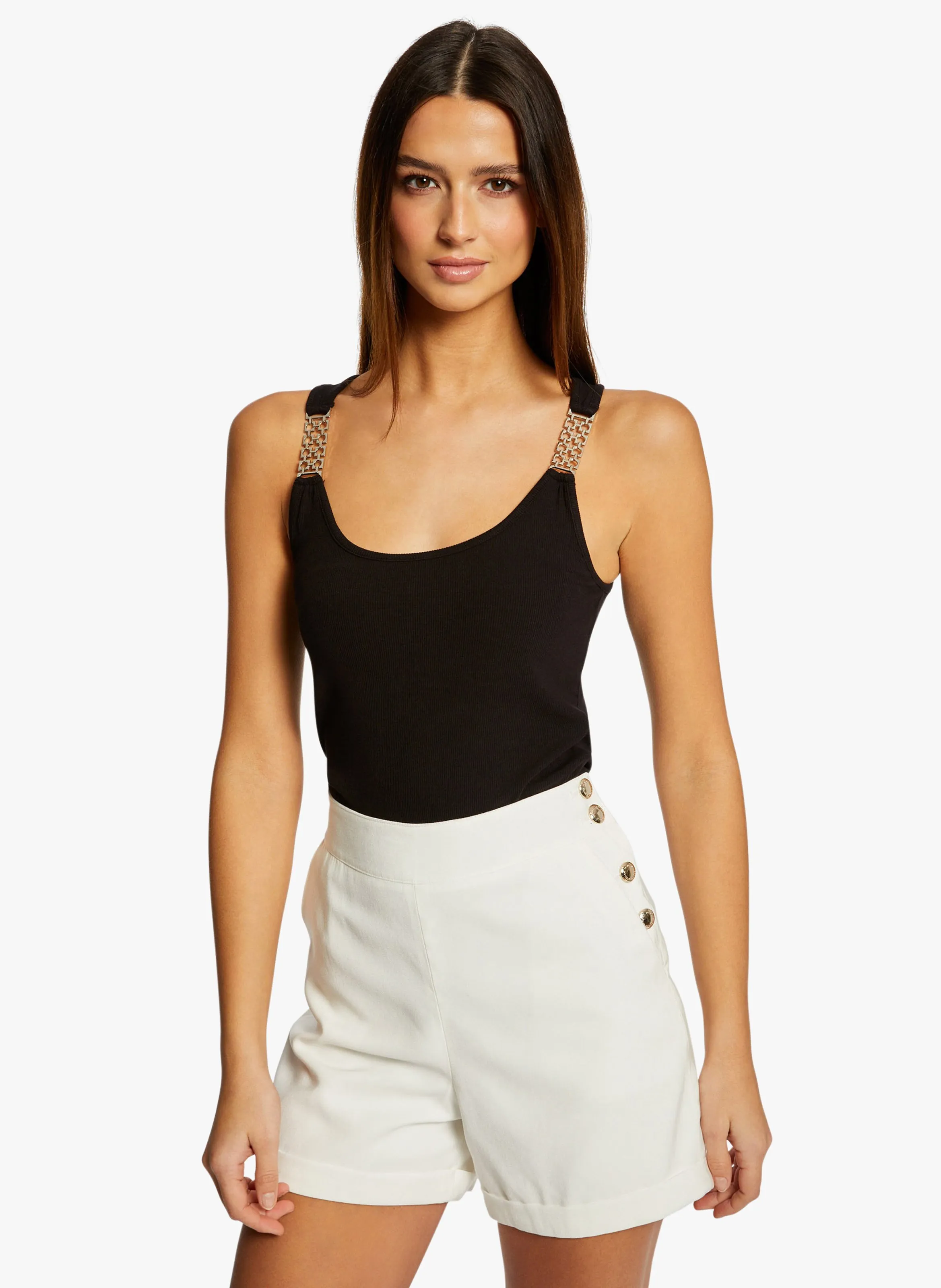 MORGAN DUA  CAMISETA DE TIRANTES CON DETALLES EN NEGRO