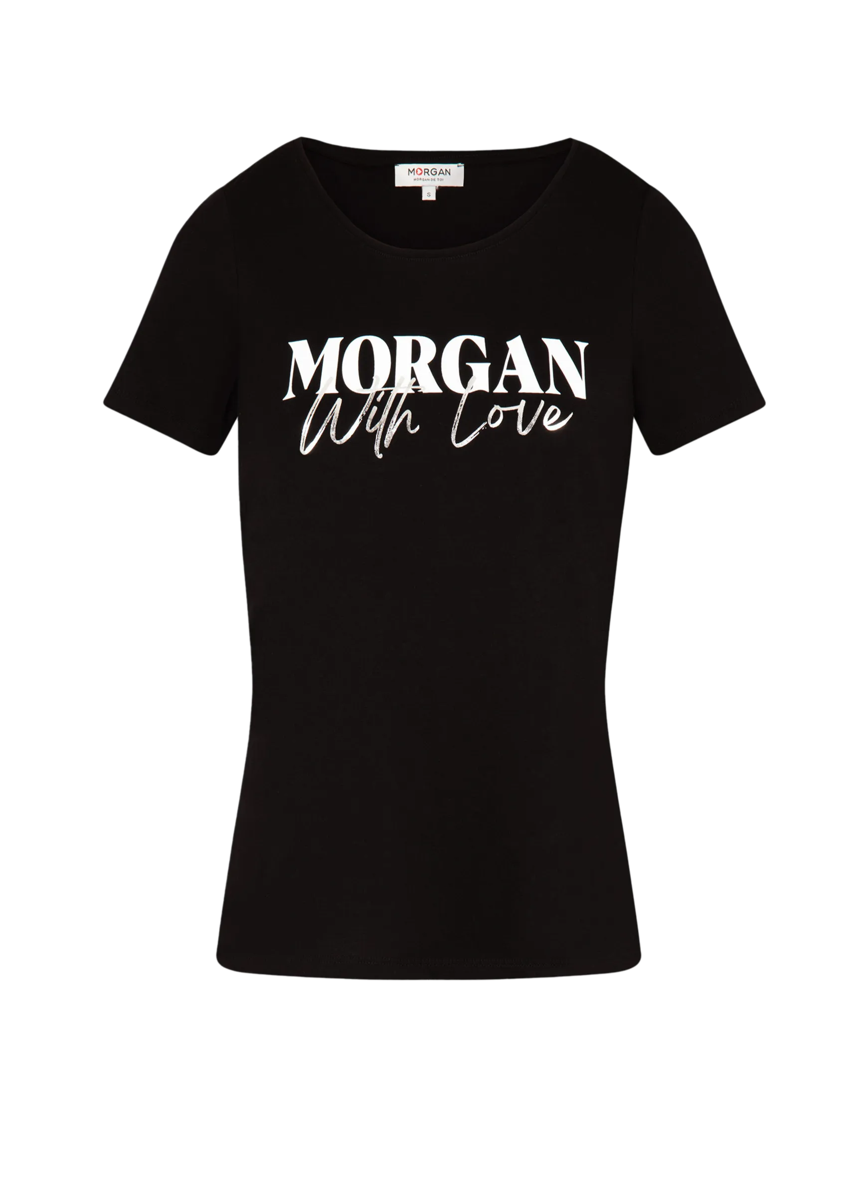 MORGAN DUNE  CAMISETA RECTA DE MEZCLA DE ALGODóN CON CUELLO REDONDO EN NEGRO