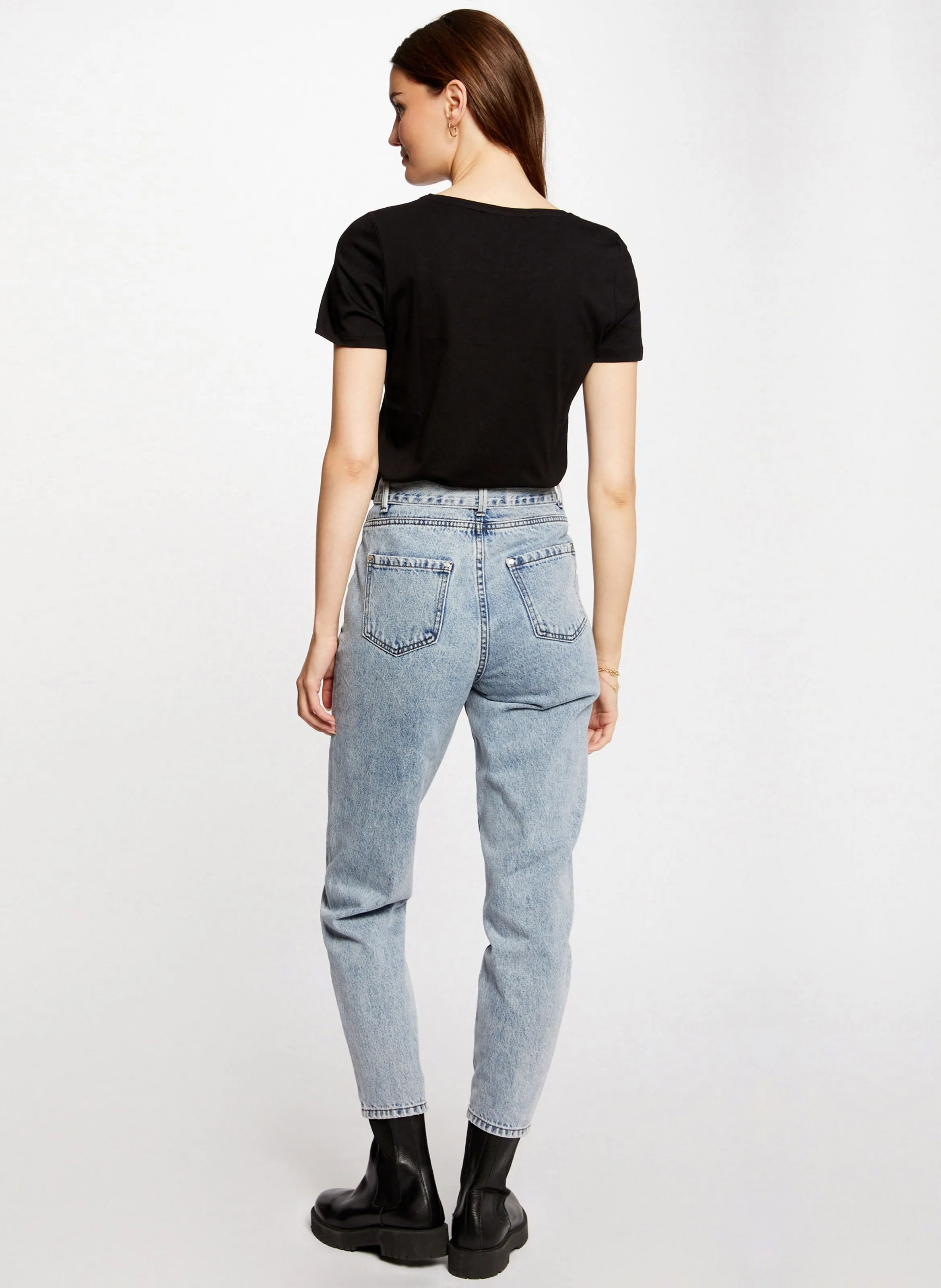 MORGAN DUNE  CAMISETA RECTA DE MEZCLA DE ALGODóN CON CUELLO REDONDO EN NEGRO