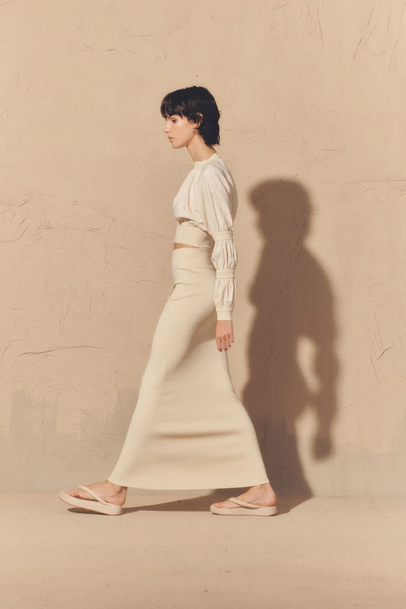 Morgan, ivory linen and silk crop top