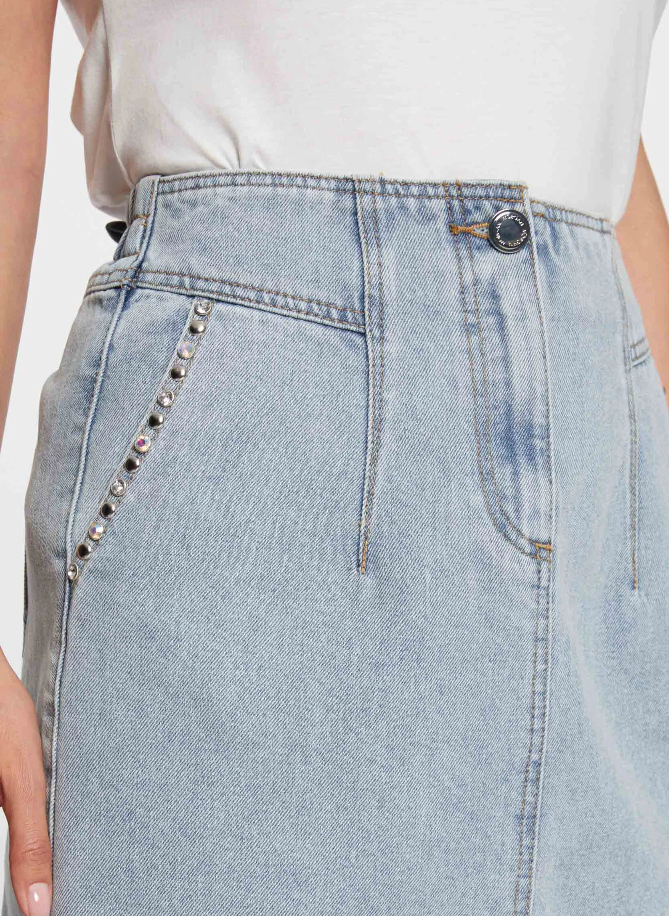 MORGAN JAQUA  FALDA CORTA RECTA DE DENIM DE ALGODóN EN AZUL