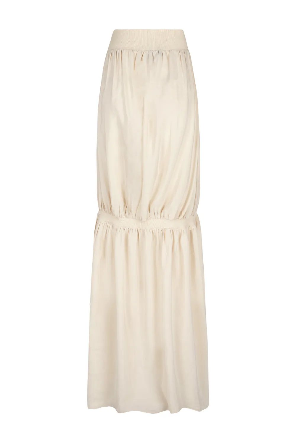 Morgan, long skirt in ivory linen and silk