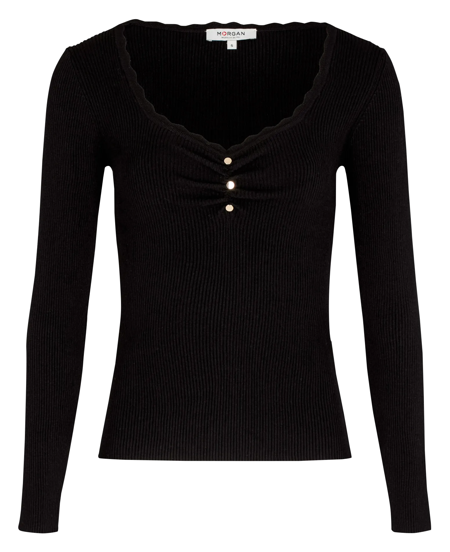 MORGAN MCLODI  CAMISETA CON CUELLO DE PICO EN NEGRO