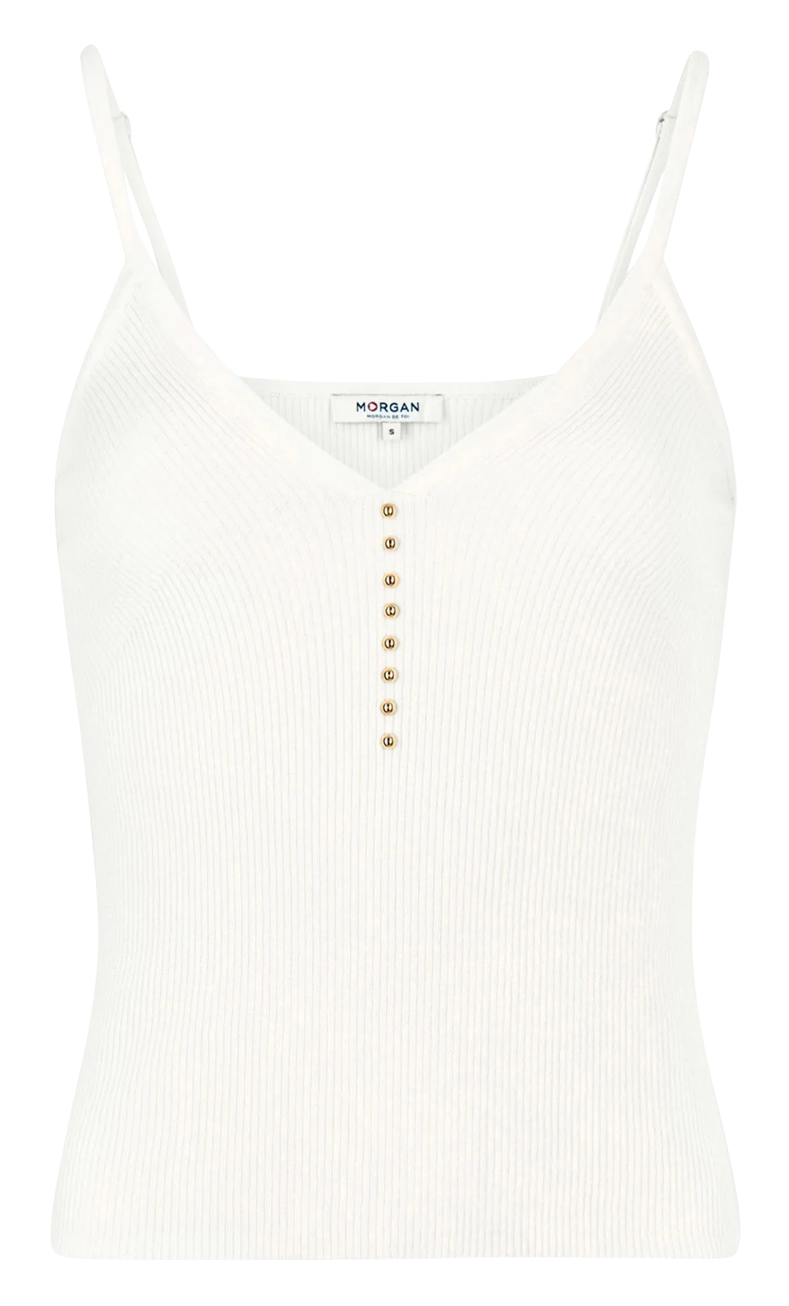 MORGAN MCREW  CAMISETA DE TIRANTES AJUSTADA CON CUELLO DE PICO EN BEIGE