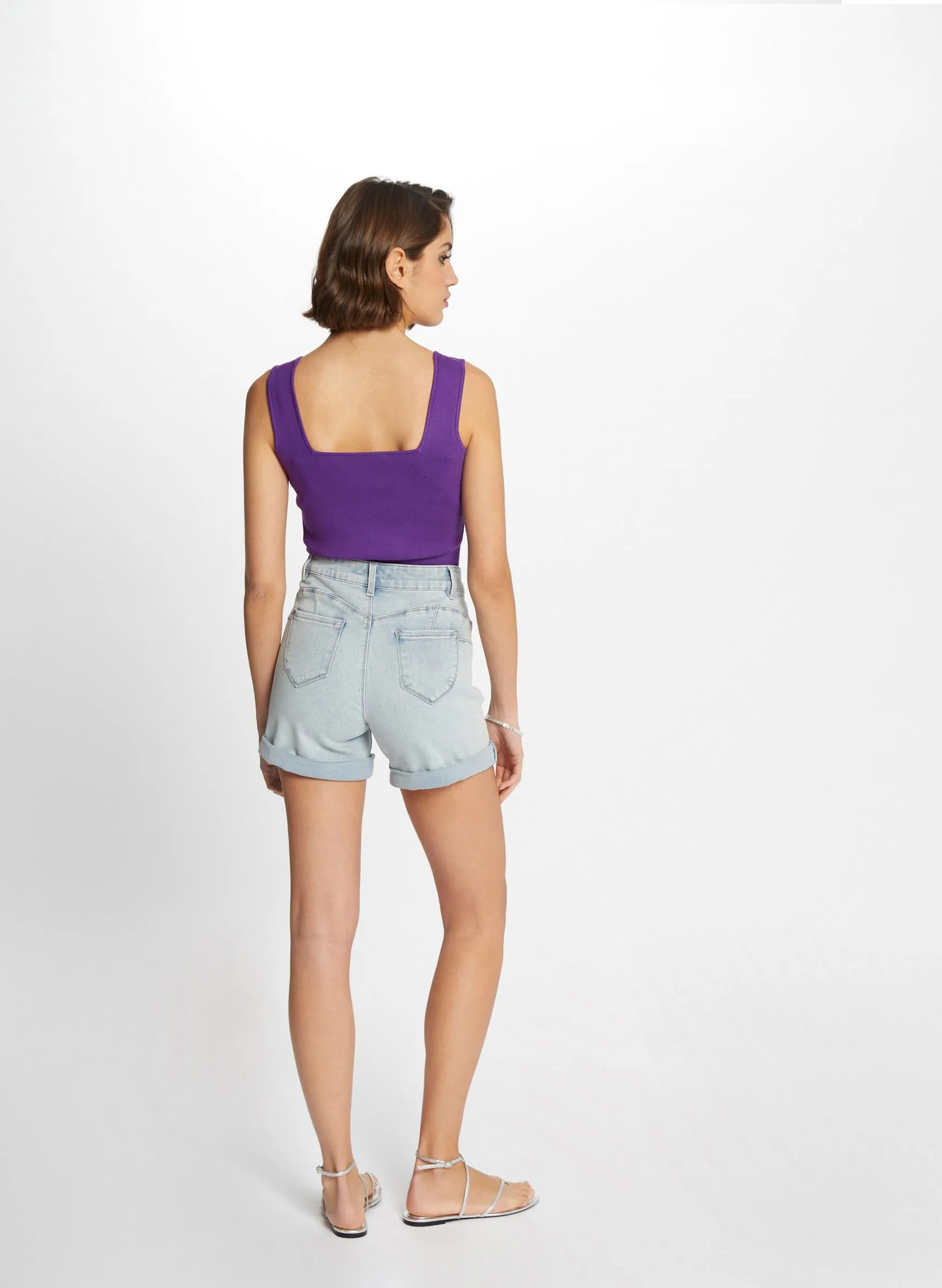 MORGAN MPINK  CAMISETA DE TIRANTES ACANALADA EN VIOLETA