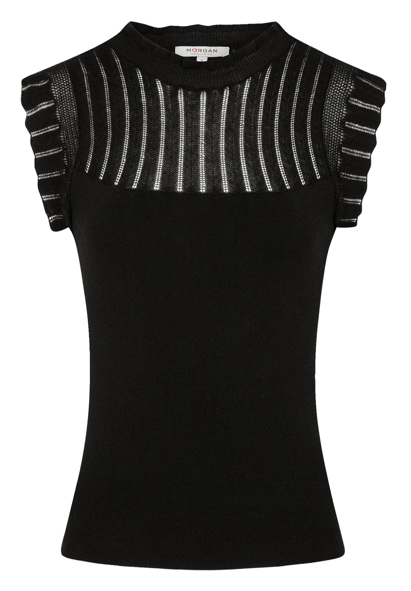 MORGAN MSNOW  TOP CON CUELLO REDONDO EN NEGRO