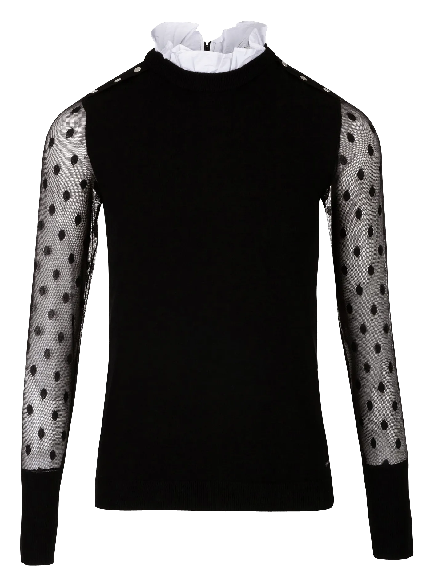 MORGAN MTOU.N  TOP CON CUELLO ALTO Y MANGAS DE PLUMETI EN NEGRO