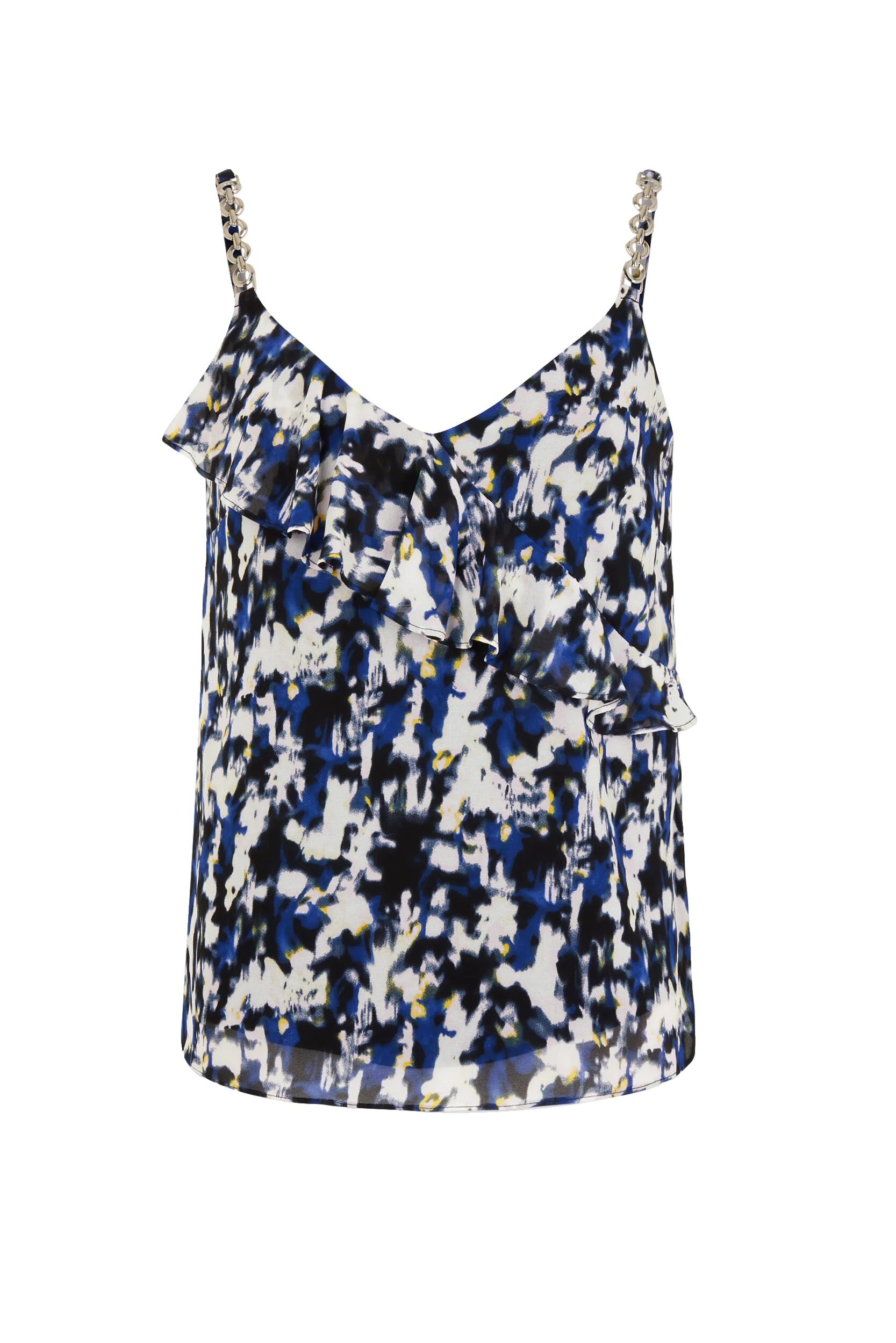MORGAN ODOLY1  TOP ESTAMPADO CON VOLANTES EN MULTICOLOR