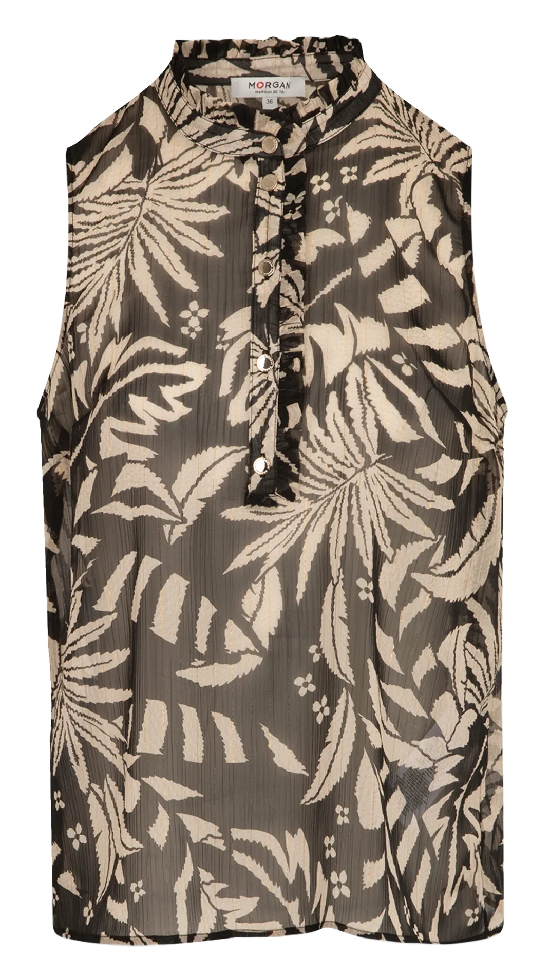MORGAN OGEO.F  TOP ESTAMPADO CON CUELLO ALTO EN NEGRO