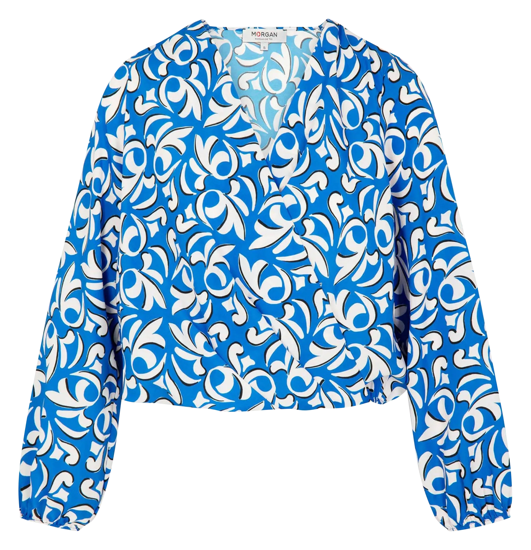 MORGAN ORIANE  TOP RECTO CON CUELLO DE PICO ESTAMPADO VEGETAL EN MULTICOLOR
