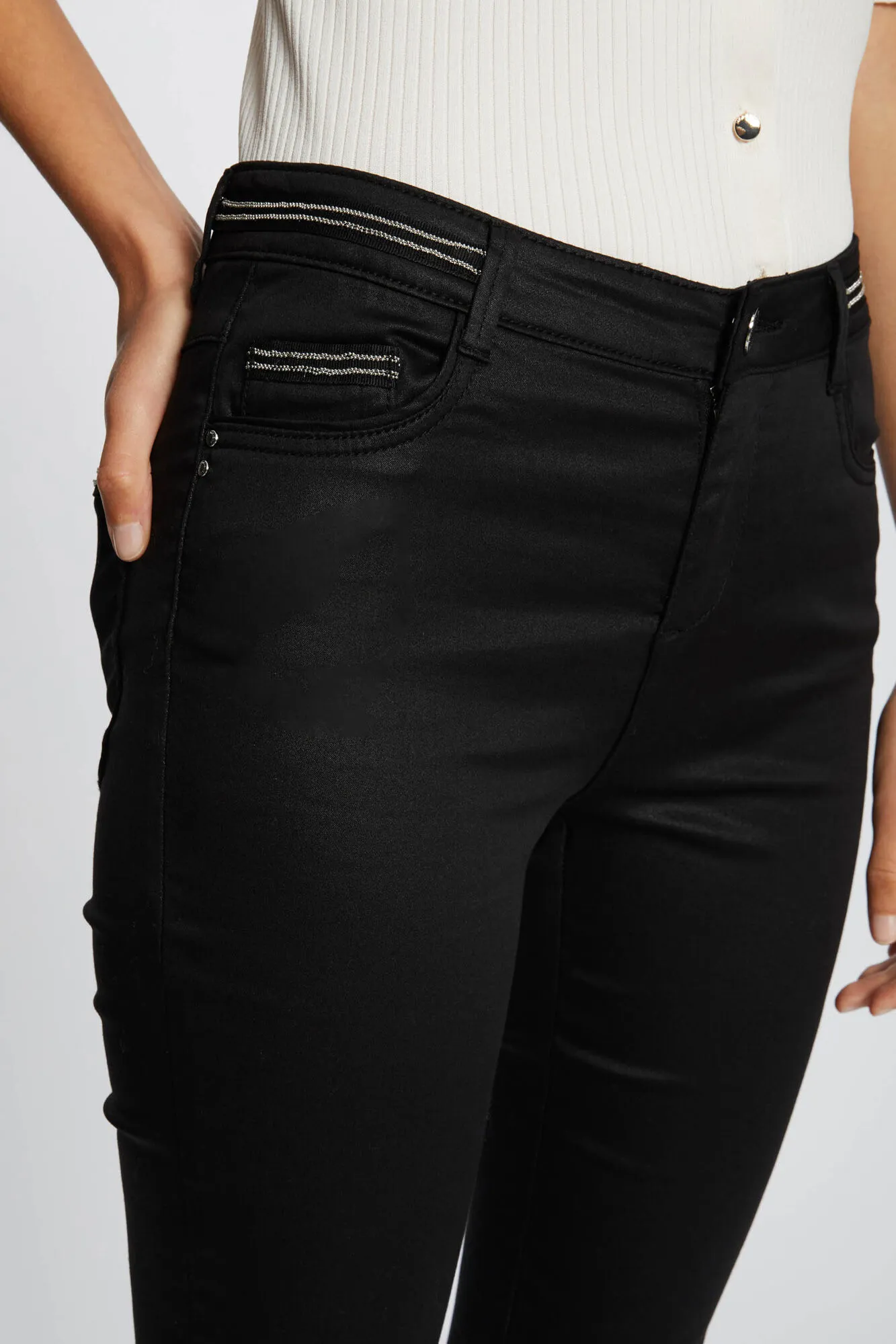 Morgan Pantalón slim efecto mojado