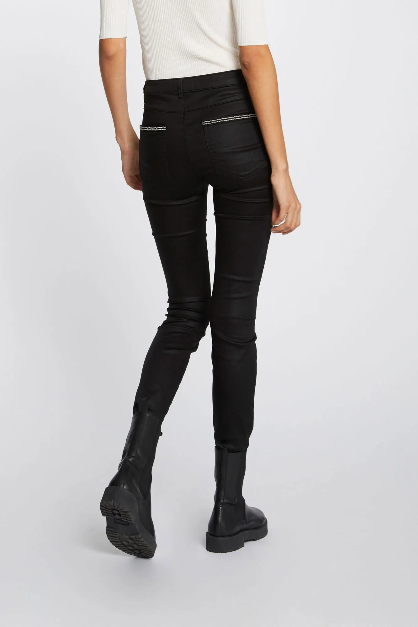 Morgan Pantalón slim efecto mojado