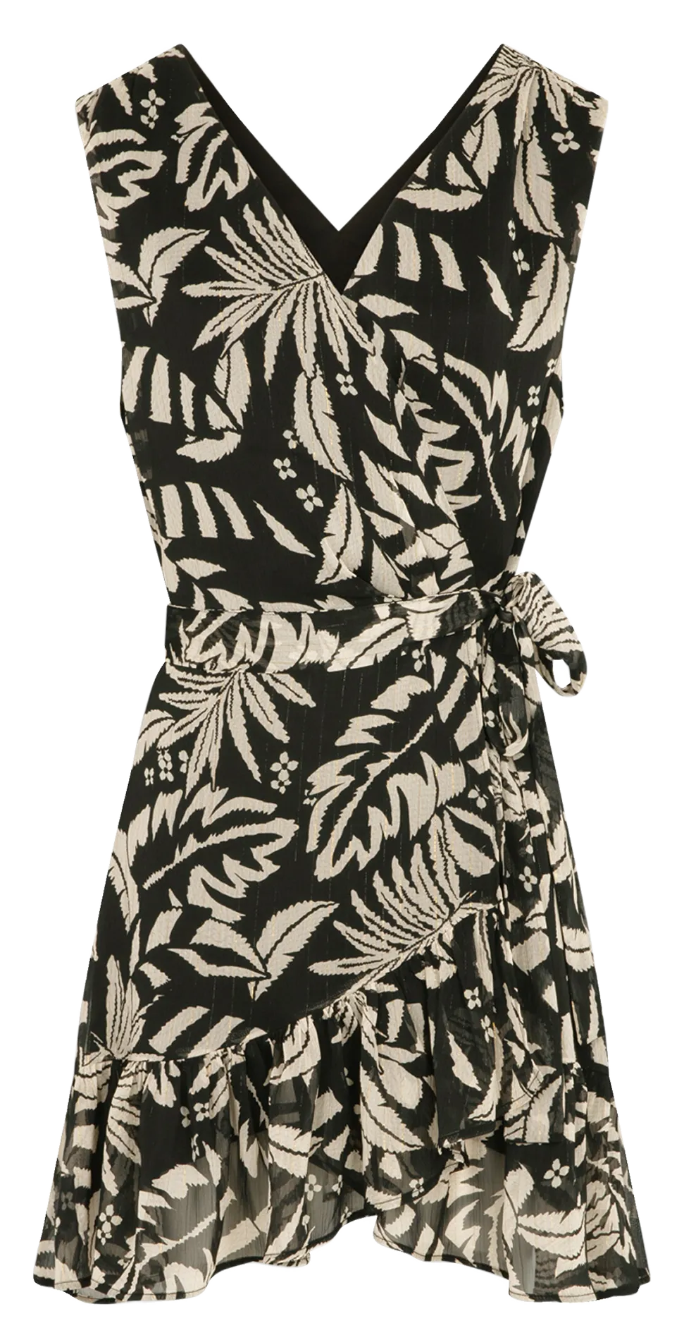 MORGAN RGEO.F  ROBE COURTE COL V IMPRIMéE EN NEGRO
