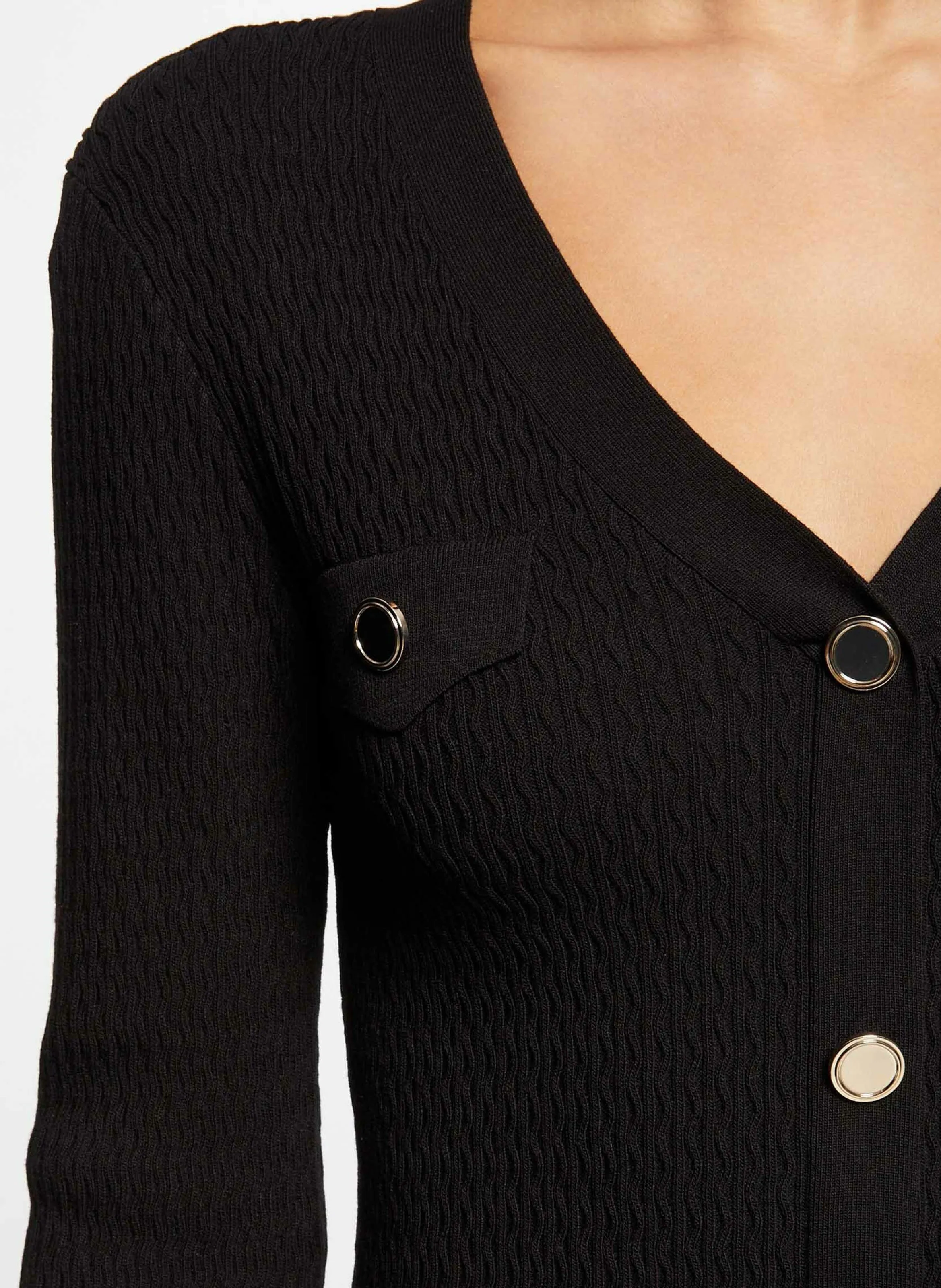 MORGAN RMLILY  VESTIDO AJUSTADO DE PUNTO CON MANGAS 3/4 EN NEGRO