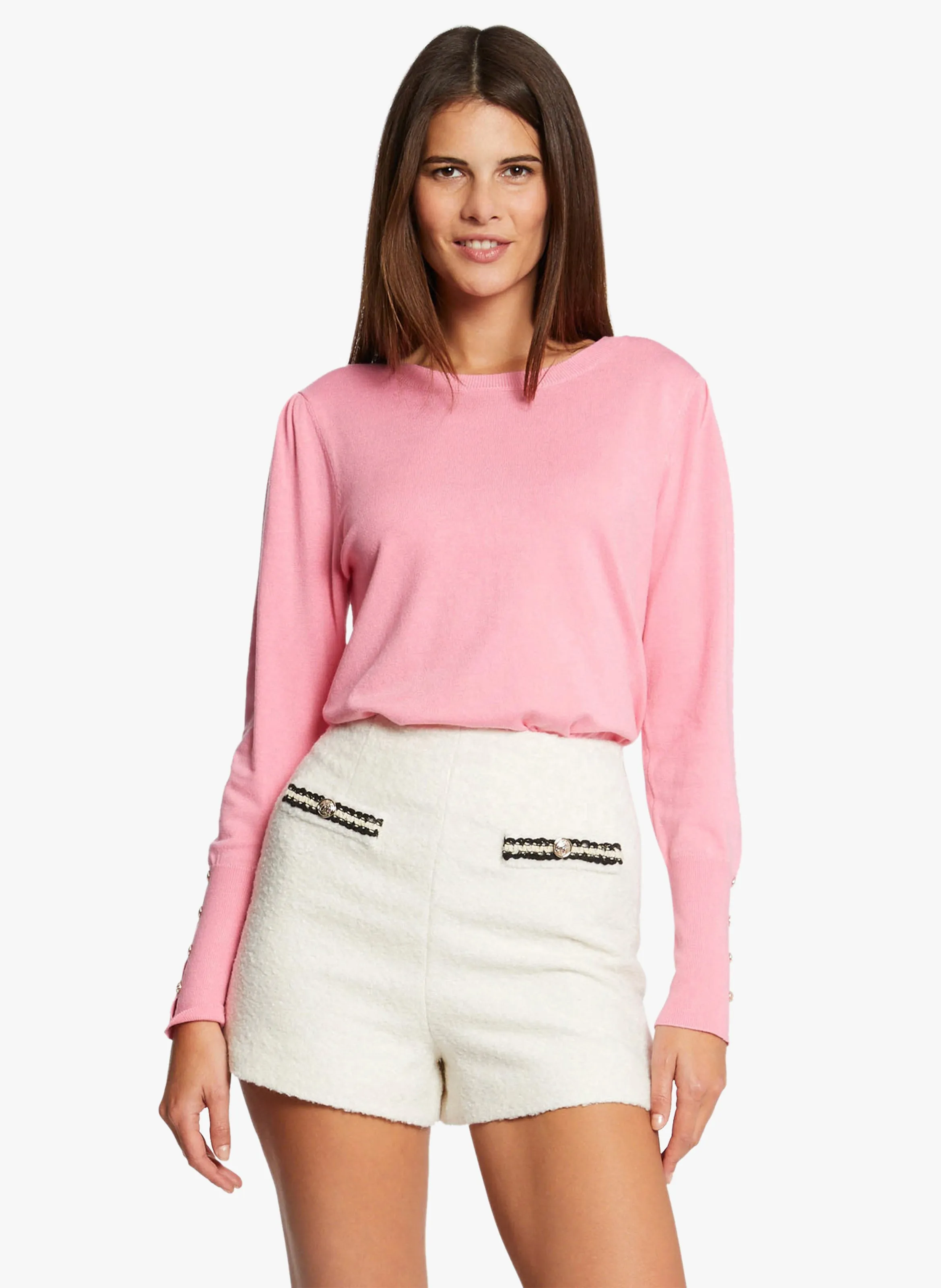 MORGAN SHADJI  SHORT RECTO DE TALLE ALTO EN BEIGE