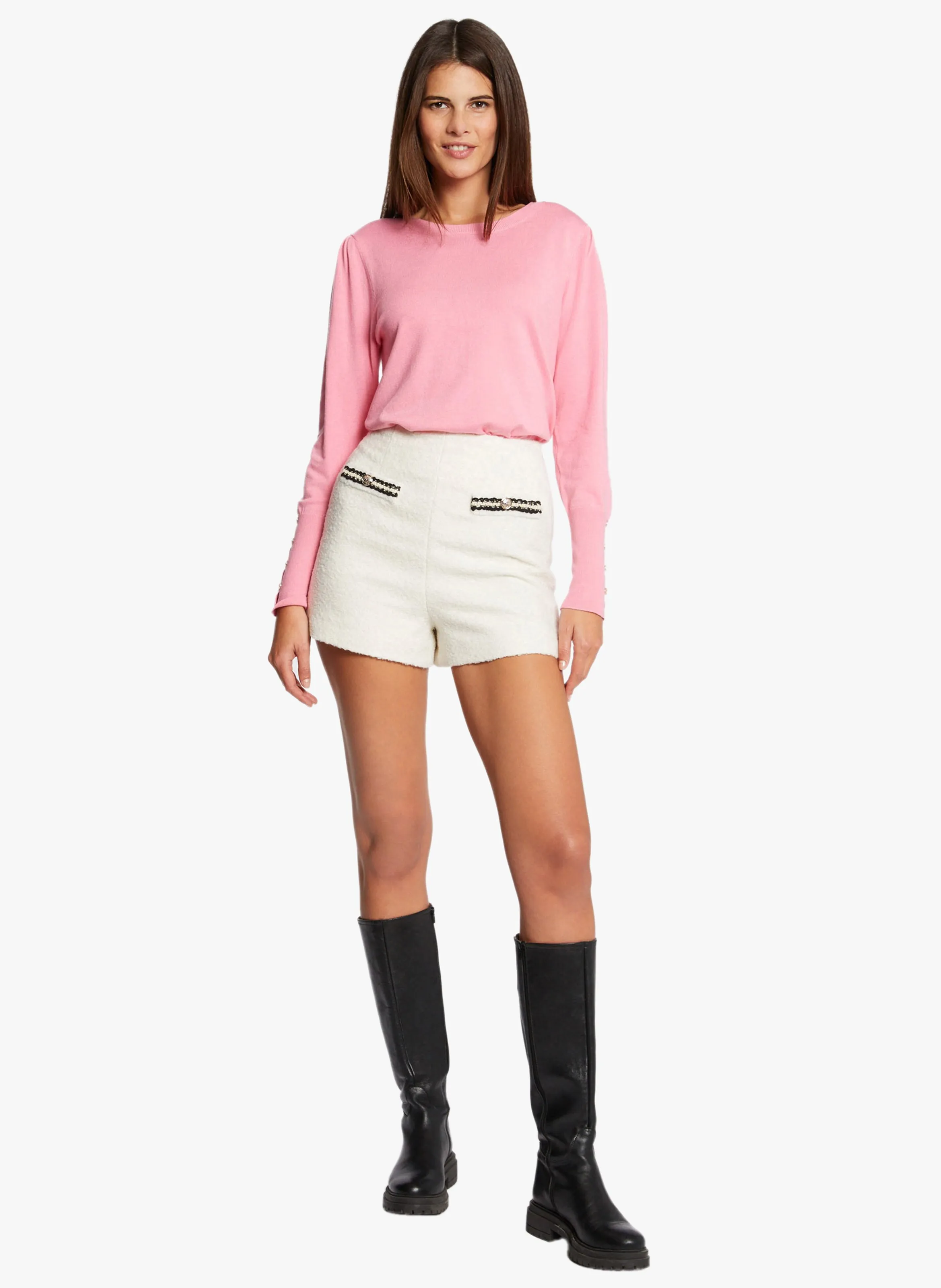 MORGAN SHADJI  SHORT RECTO DE TALLE ALTO EN BEIGE