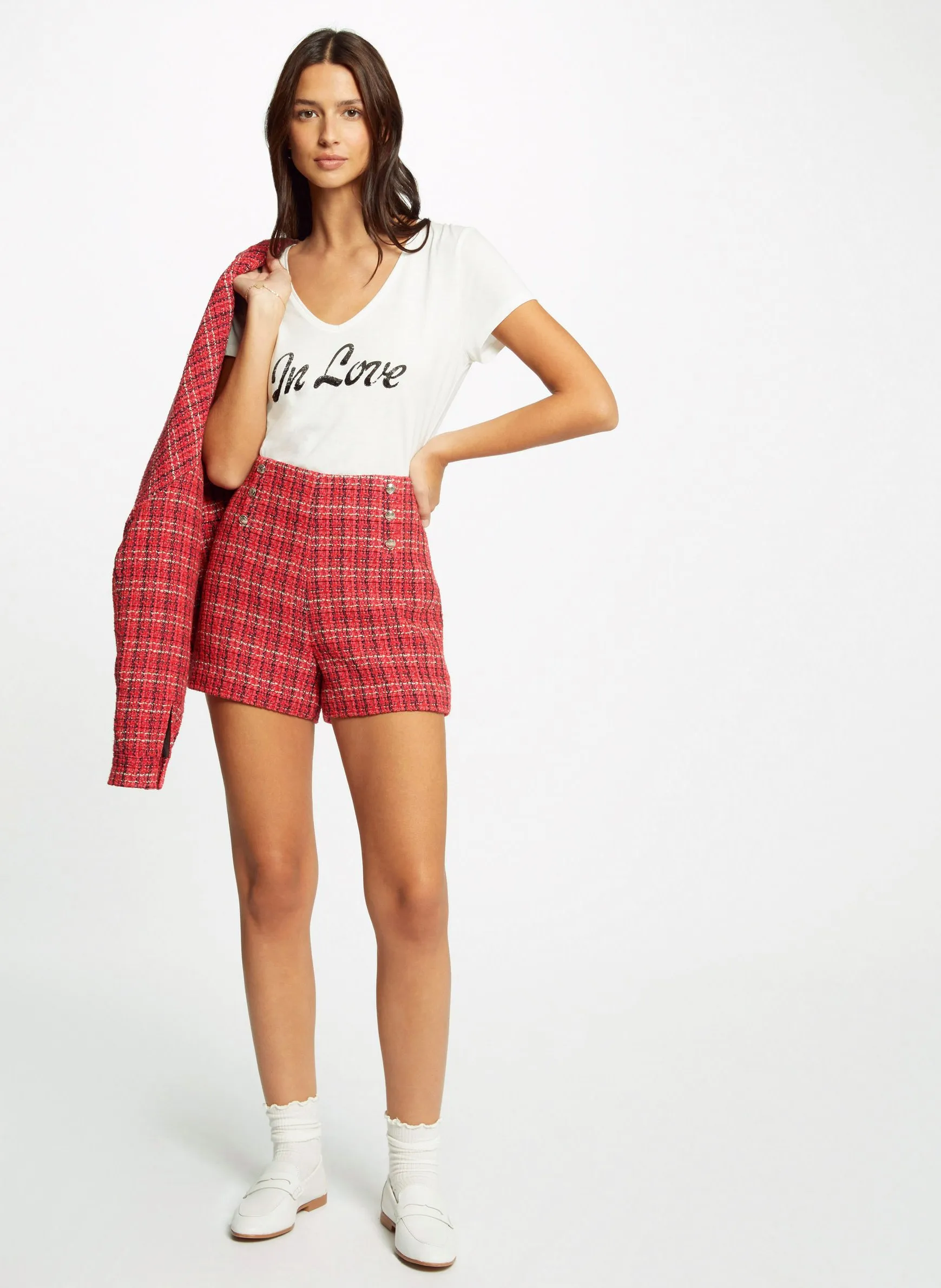 MORGAN SHESI.F  SHORT RECTO DE TWEED DE MEZCLA DE ALGODóN EN MULTICOLOR