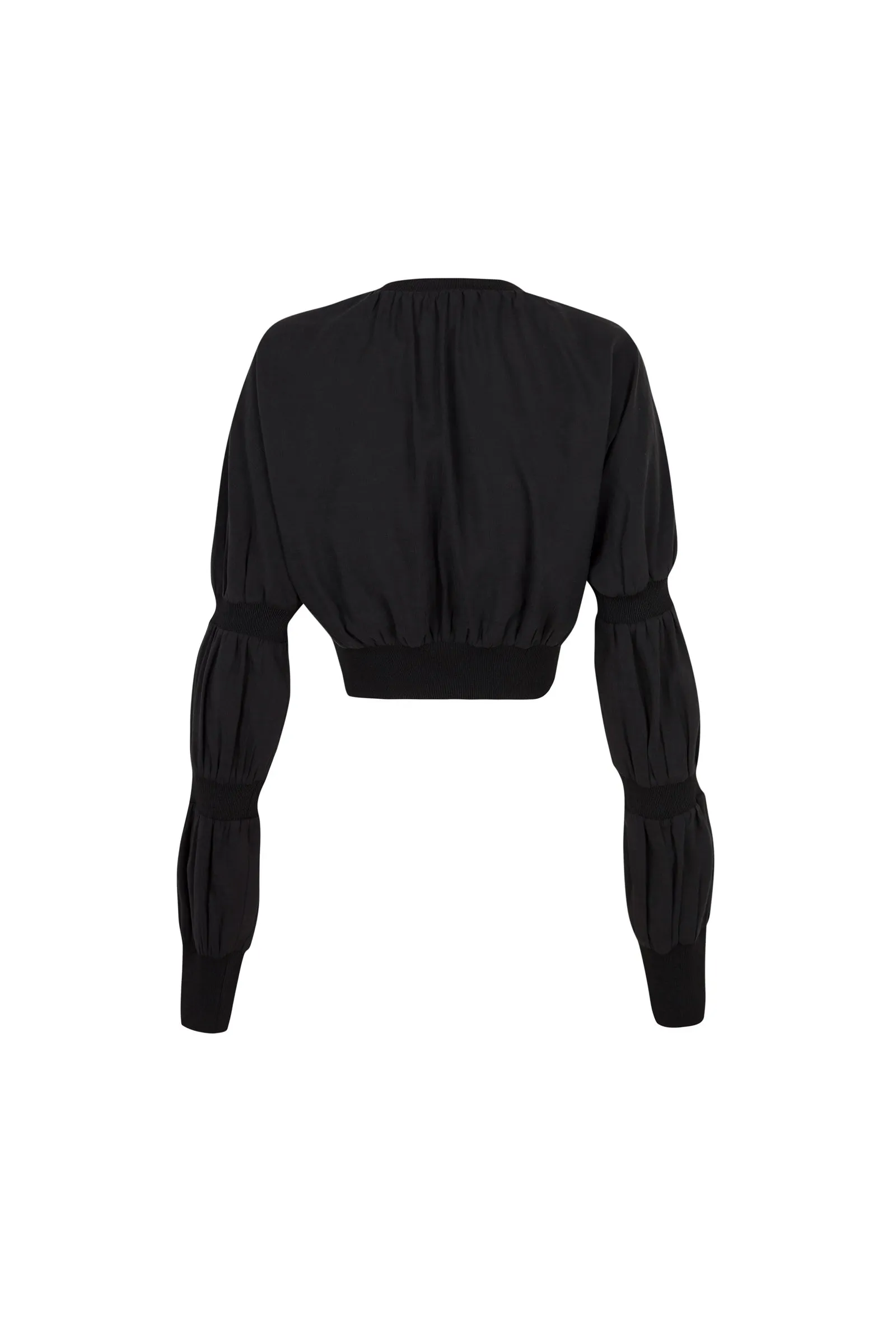 Morgan, smoke gray linen and silk crop top