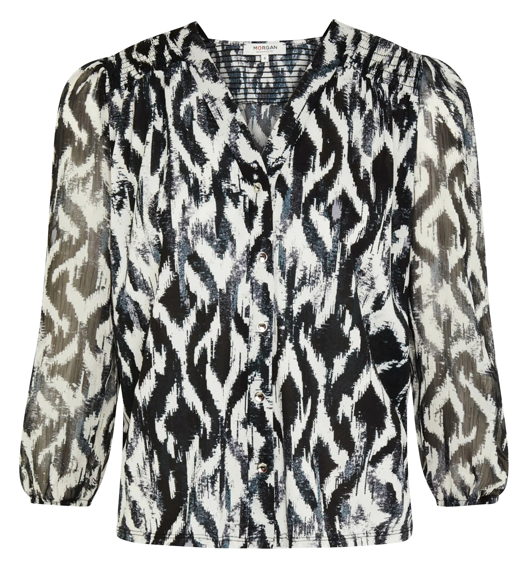 MORGAN THUMI  TOP RECTO CON MANGA 3/4 ESTAMPADO GEOMéTRICO EN MULTICOLOR