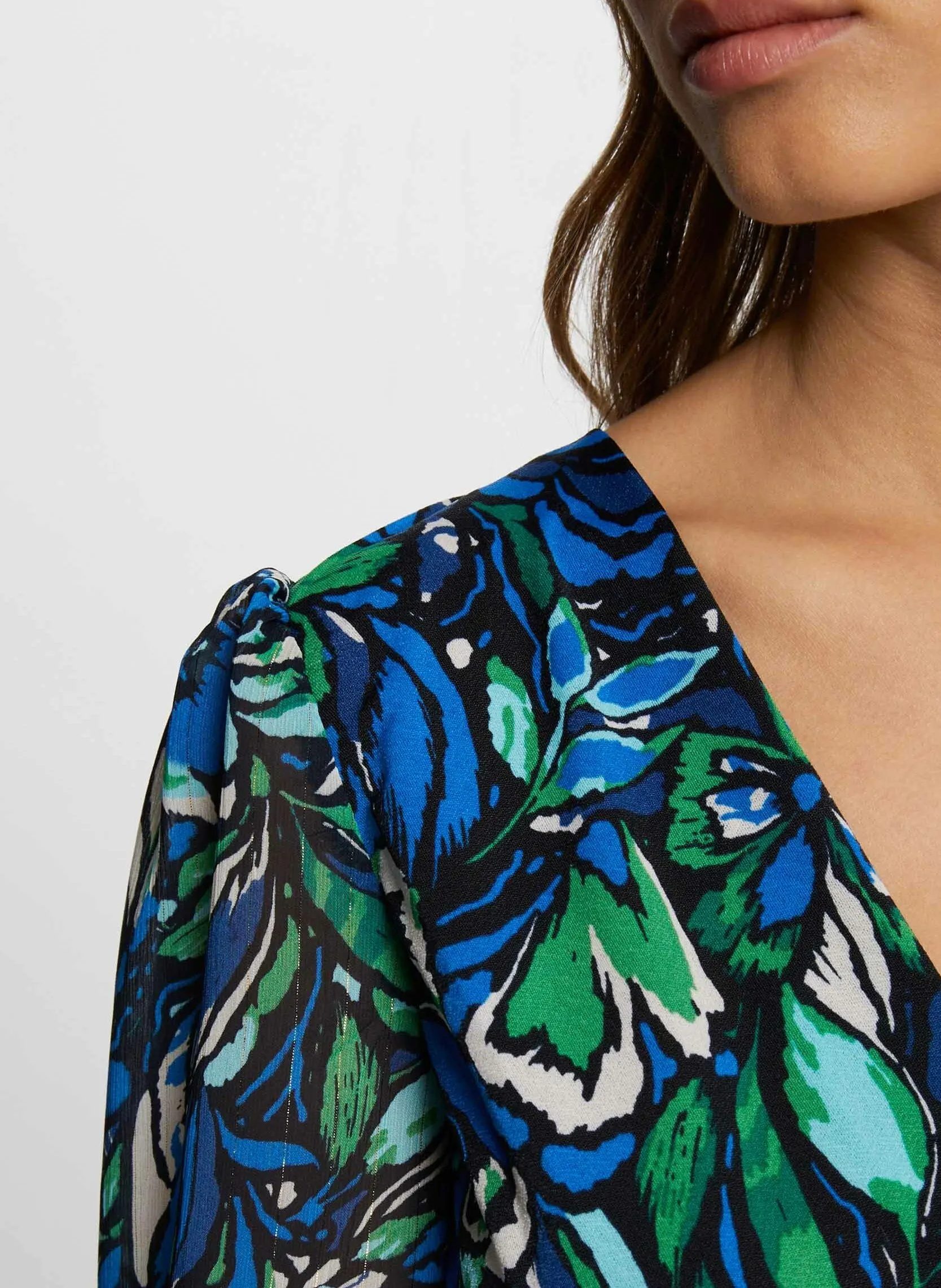 MORGAN TIMIO  TOP ESTAMPADO CON CUELLO CRUZADO EN MULTICOLOR